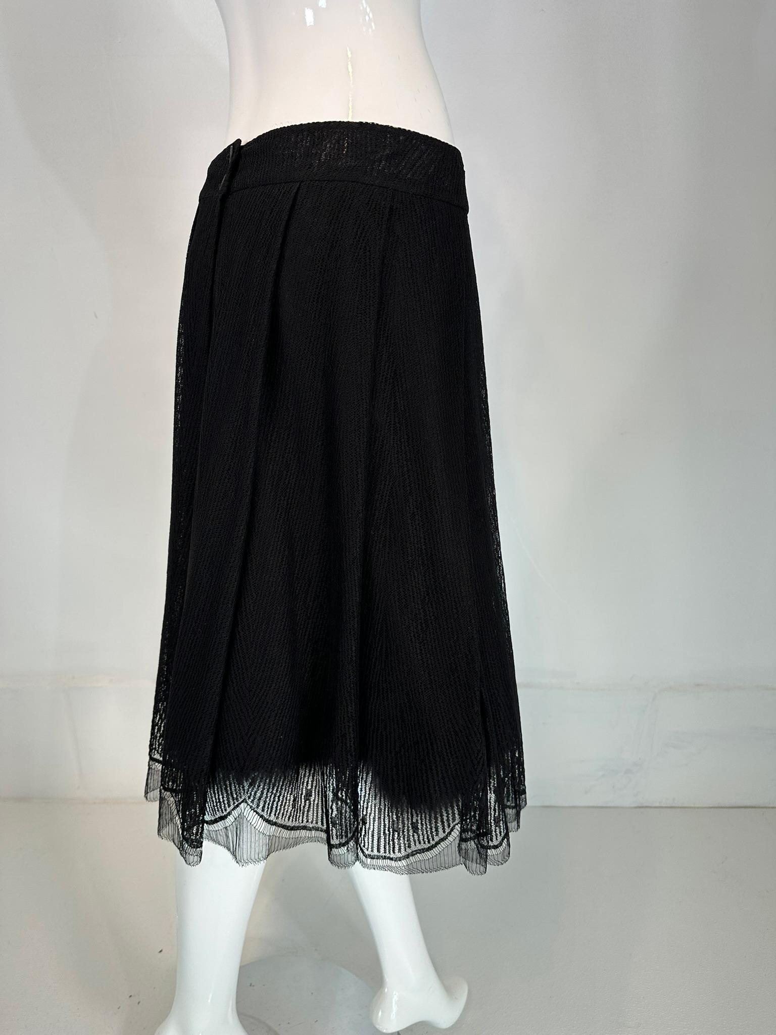 Chanel  2005A Layered Black Tulle & Silk Pleated Skirt with Ostrich Feather Hem 8