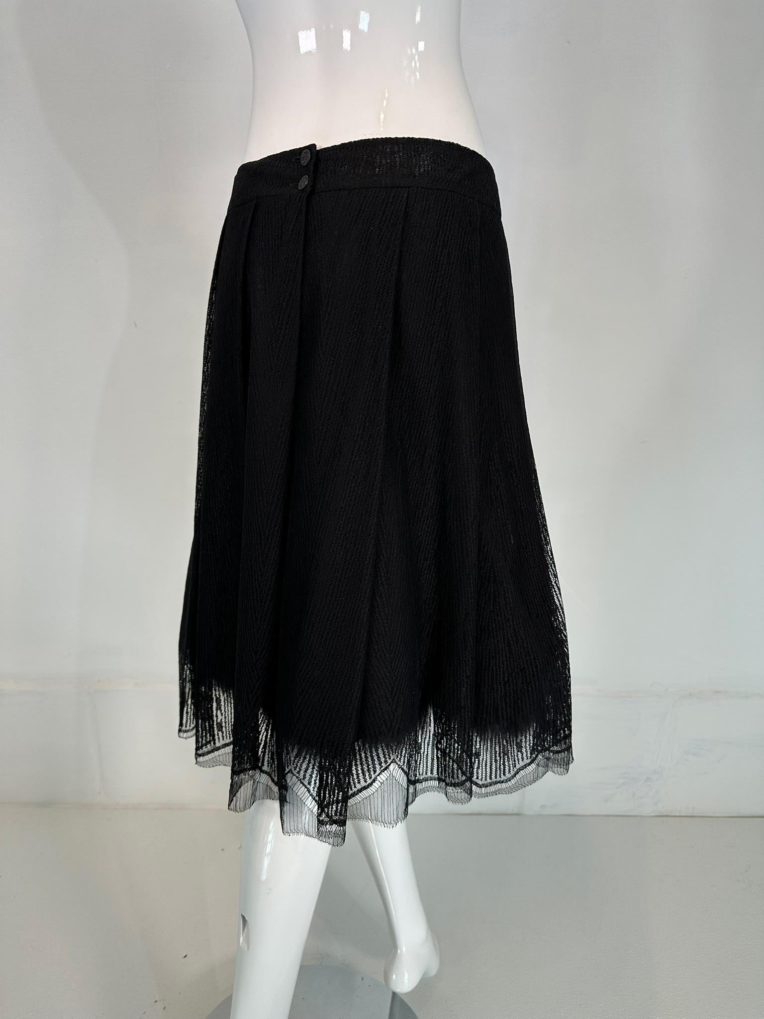 Chanel  2005A Layered Black Tulle & Silk Pleated Skirt with Ostrich Feather Hem 9