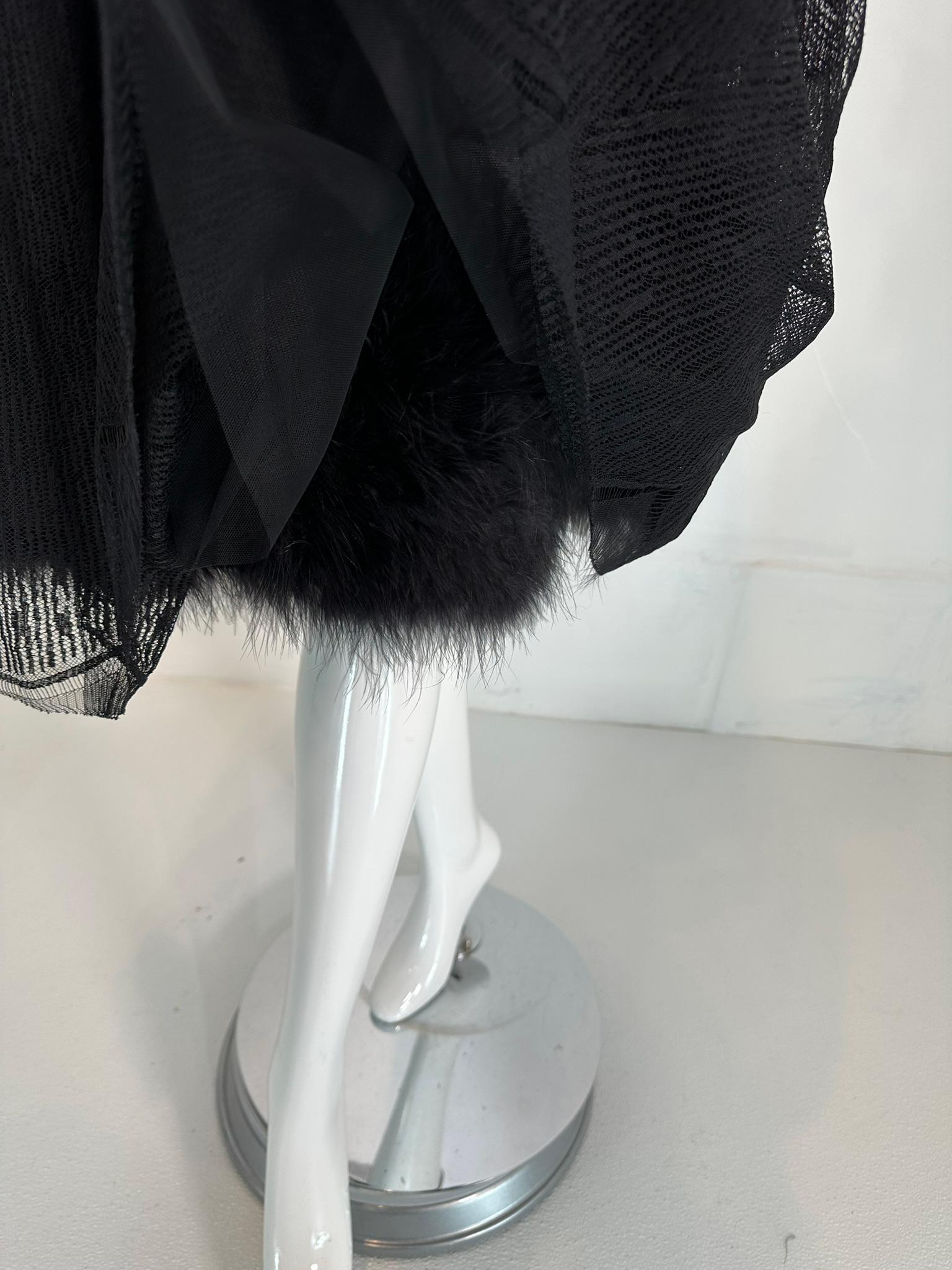 Chanel  2005A Layered Black Tulle & Silk Pleated Skirt with Ostrich Feather Hem 13