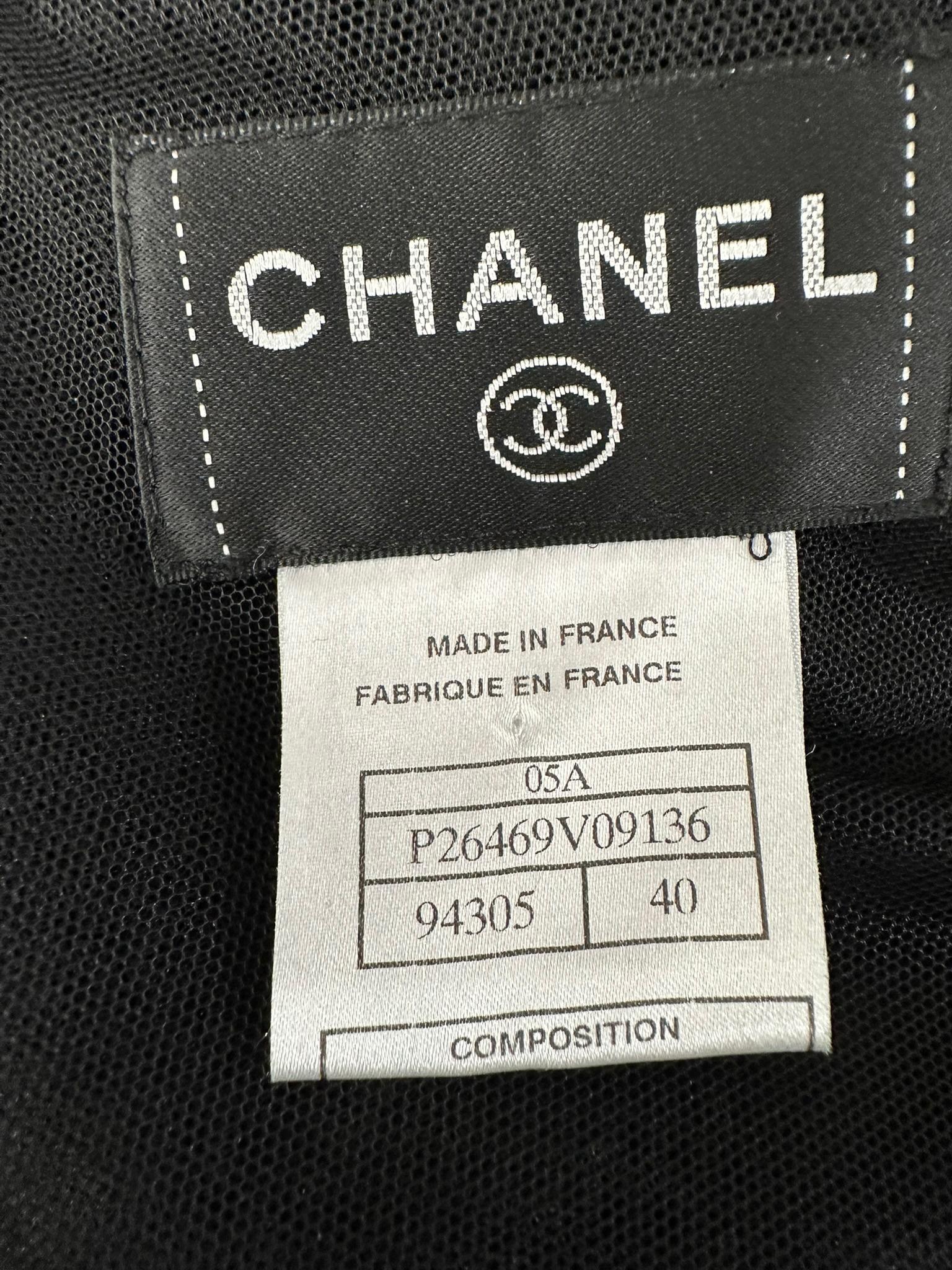 Chanel  2005A Layered Black Tulle & Silk Pleated Skirt with Ostrich Feather Hem 16