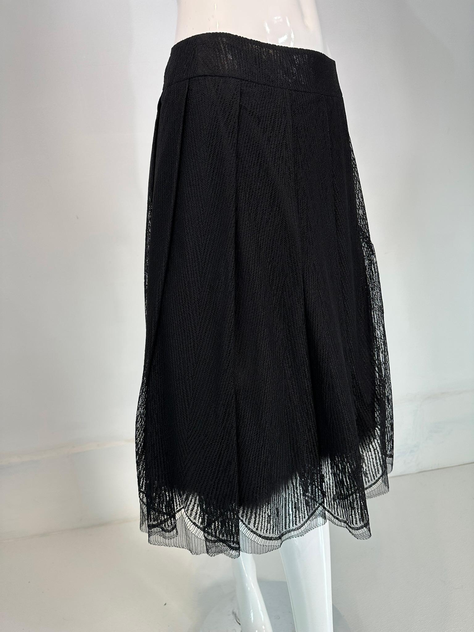 Women's Chanel  2005A Layered Black Tulle & Silk Pleated Skirt with Ostrich Feather Hem