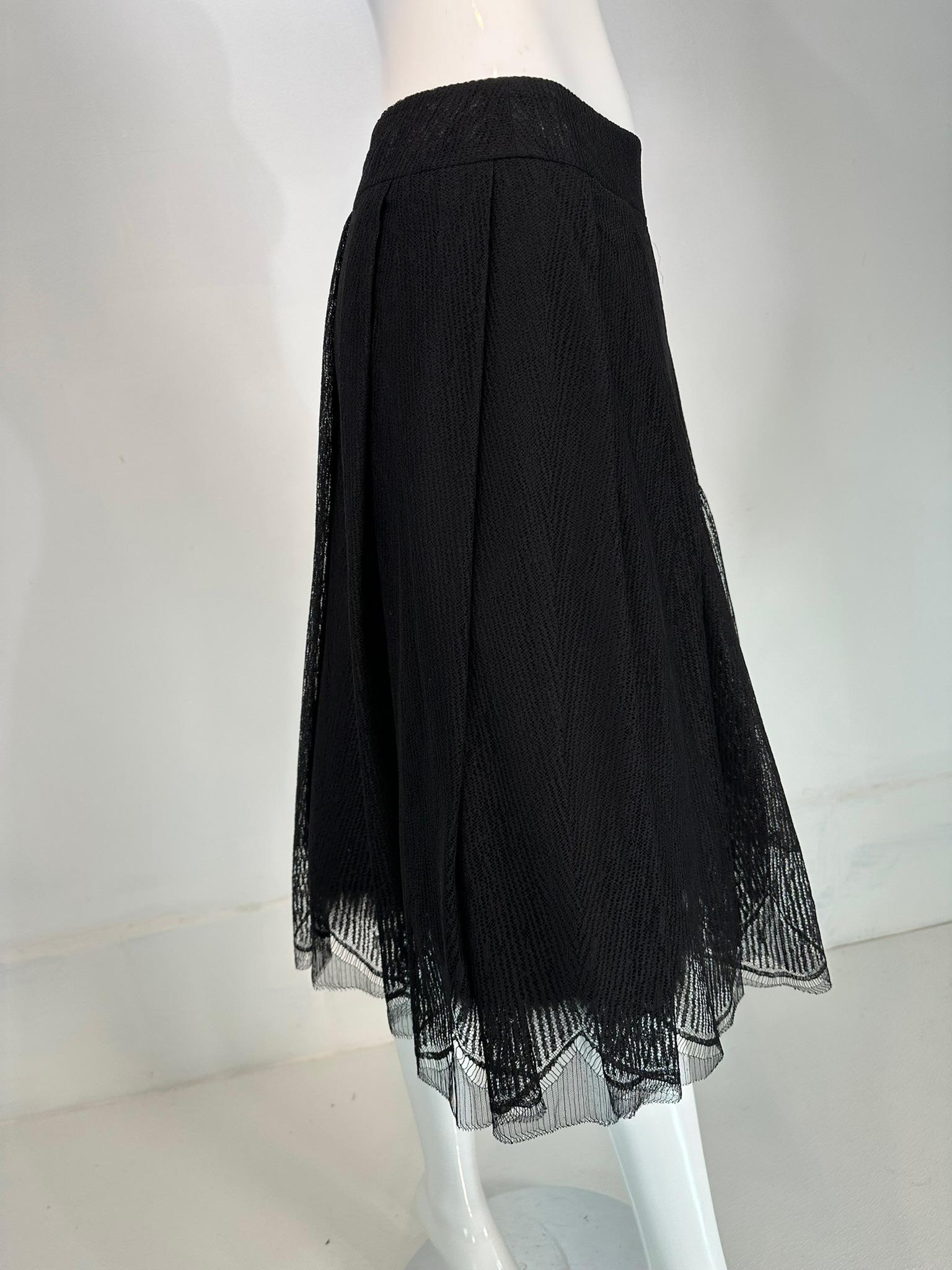 Chanel  2005A Layered Black Tulle & Silk Pleated Skirt with Ostrich Feather Hem 1