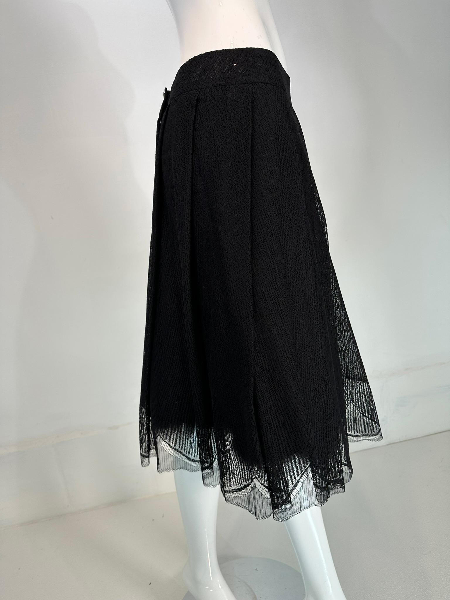 Chanel  2005A Layered Black Tulle & Silk Pleated Skirt with Ostrich Feather Hem 2