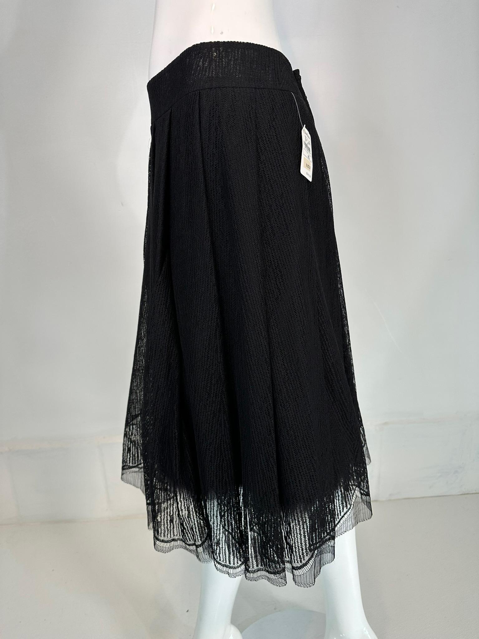 Chanel  2005A Layered Black Tulle & Silk Pleated Skirt with Ostrich Feather Hem 3