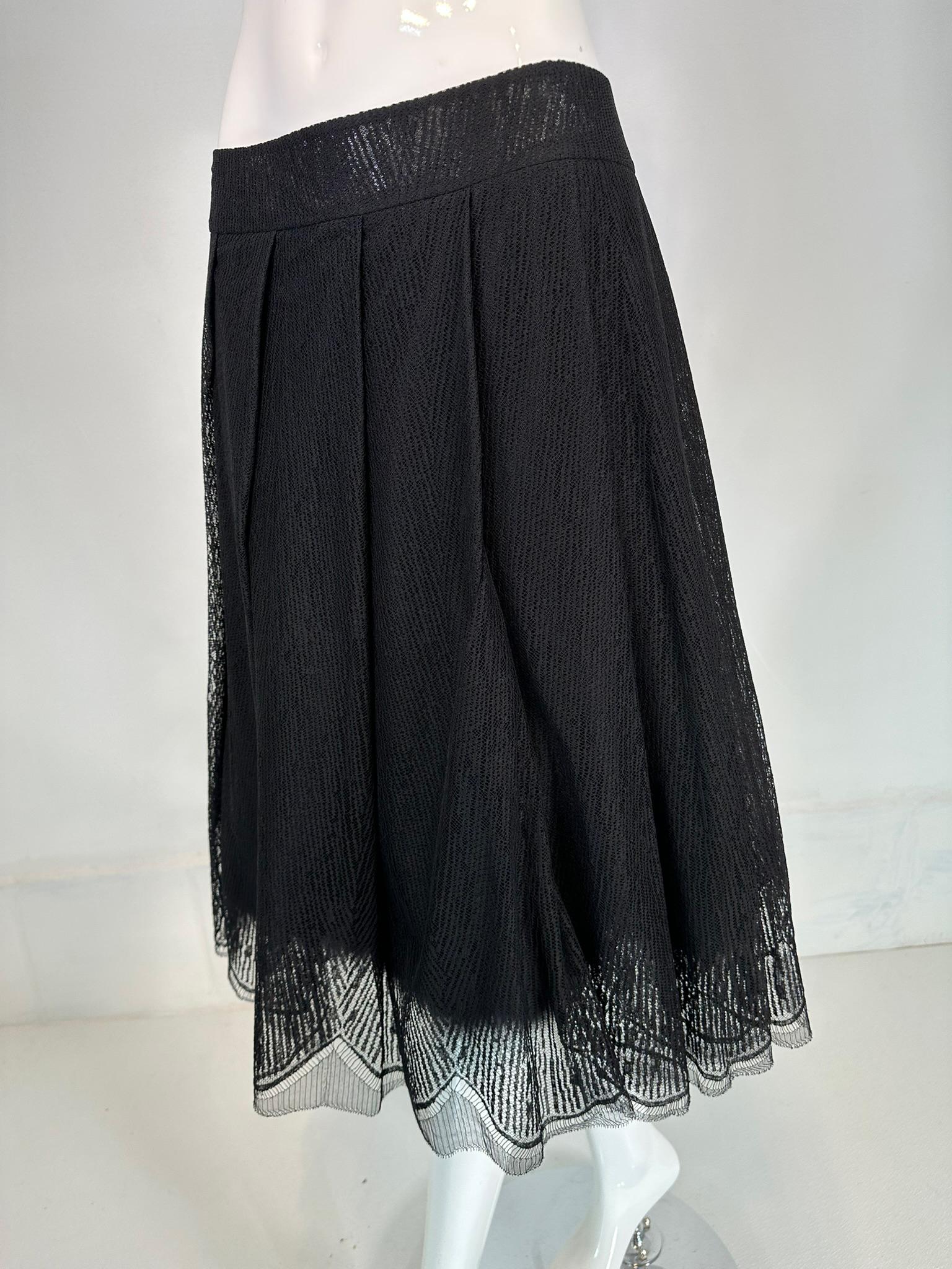 Chanel  2005A Layered Black Tulle & Silk Pleated Skirt with Ostrich Feather Hem 5