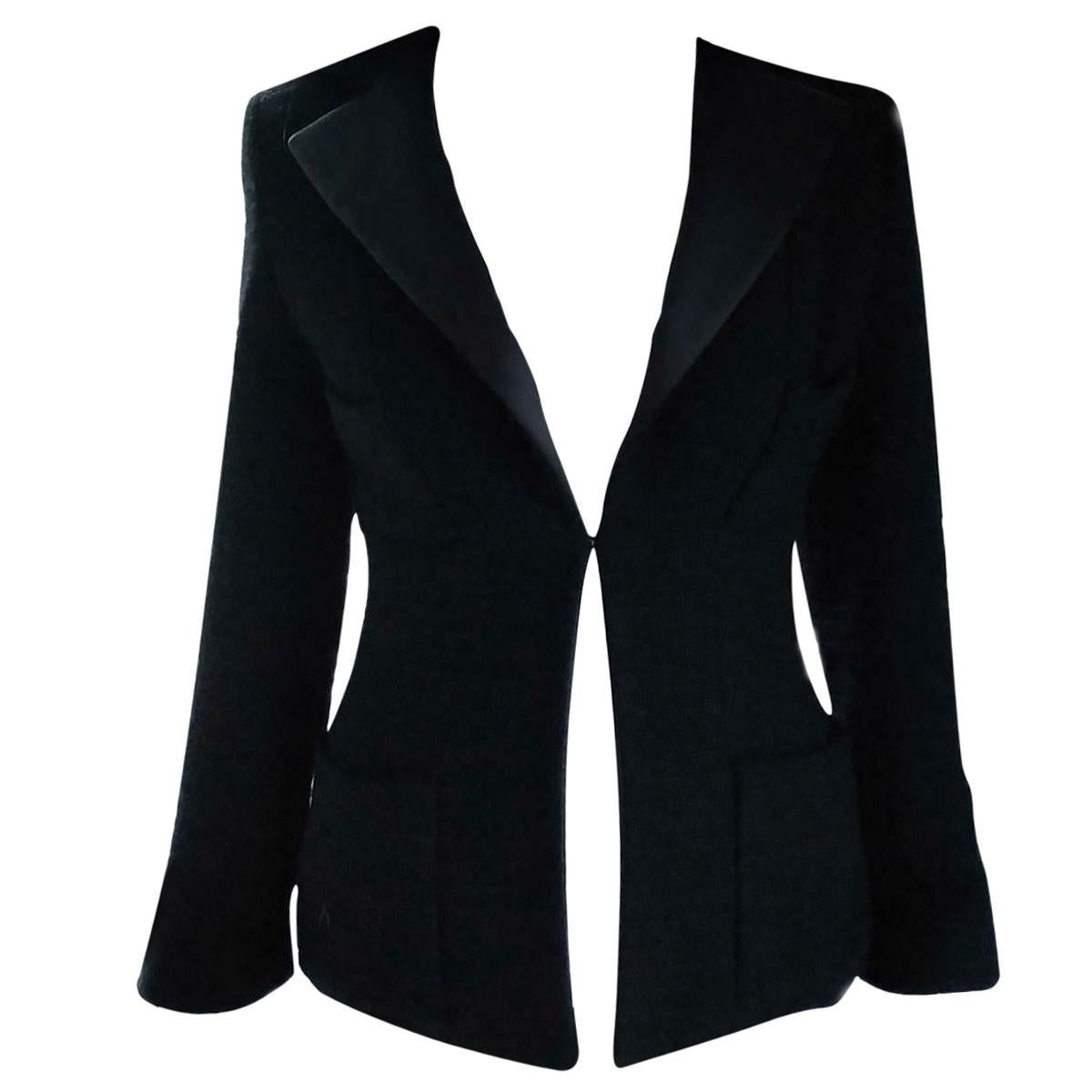 Chanel Classic Black Tweed Jacket (FR36) Extra Small) at 1stDibs  chanel  black tweed jacket, chanel black jacket, black tweed blazer outfit