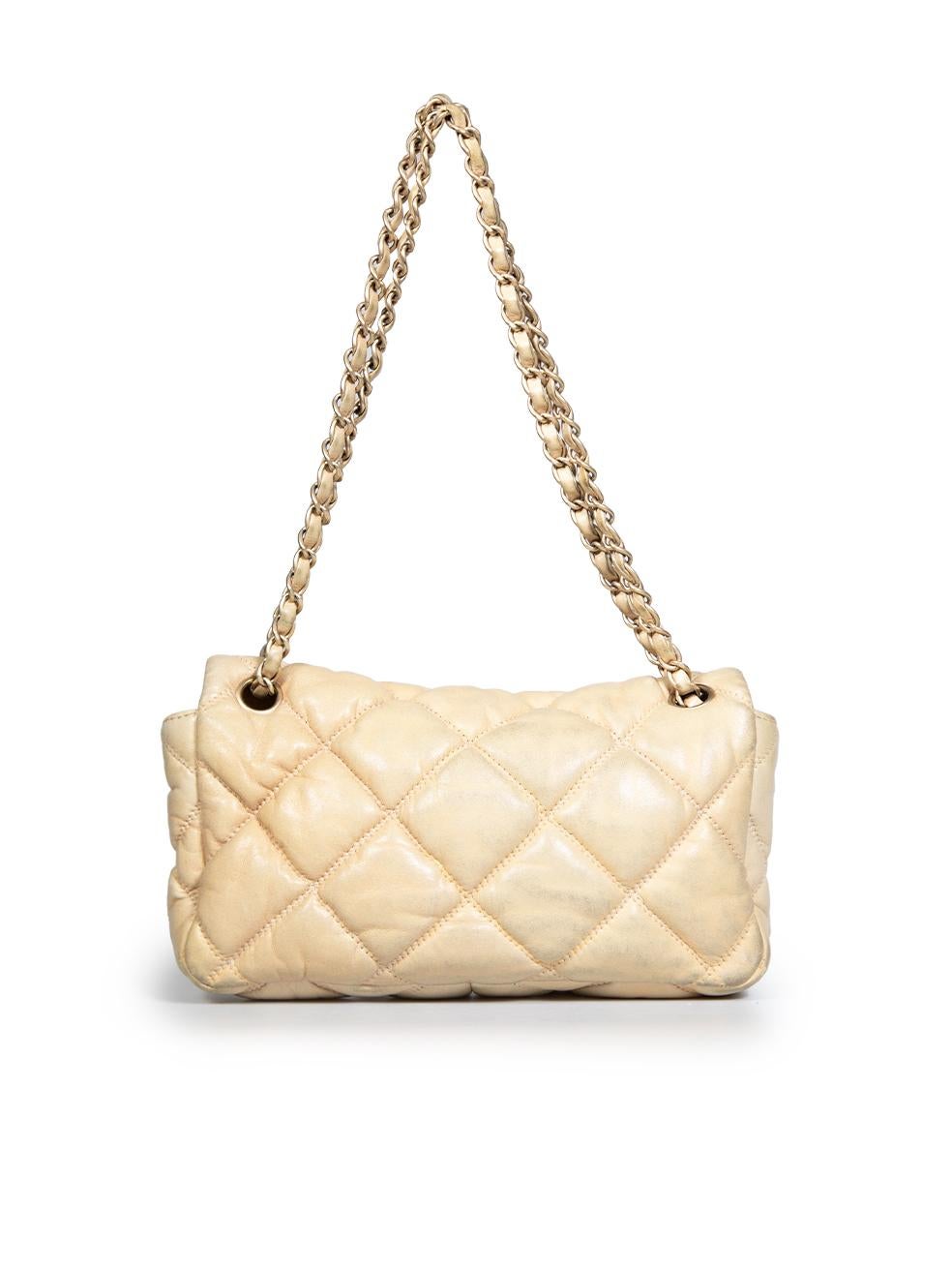 Chanel 2006-08 Beige Lambskin Bubble Quilt Flap Bag In Good Condition In London, GB
