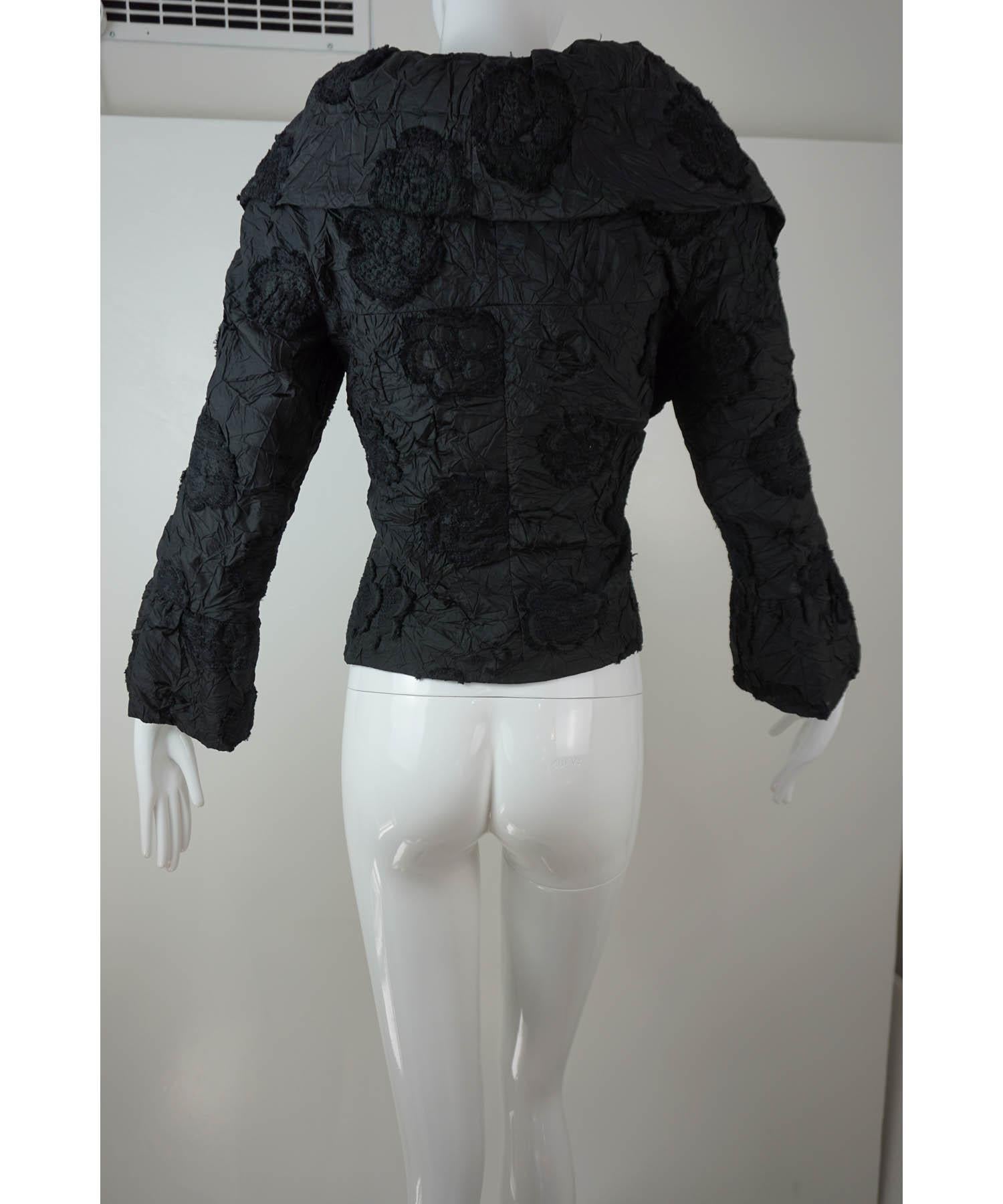 Women's or Men's Chanel 2006 Black Camellia Jacquard Jacket For Sale