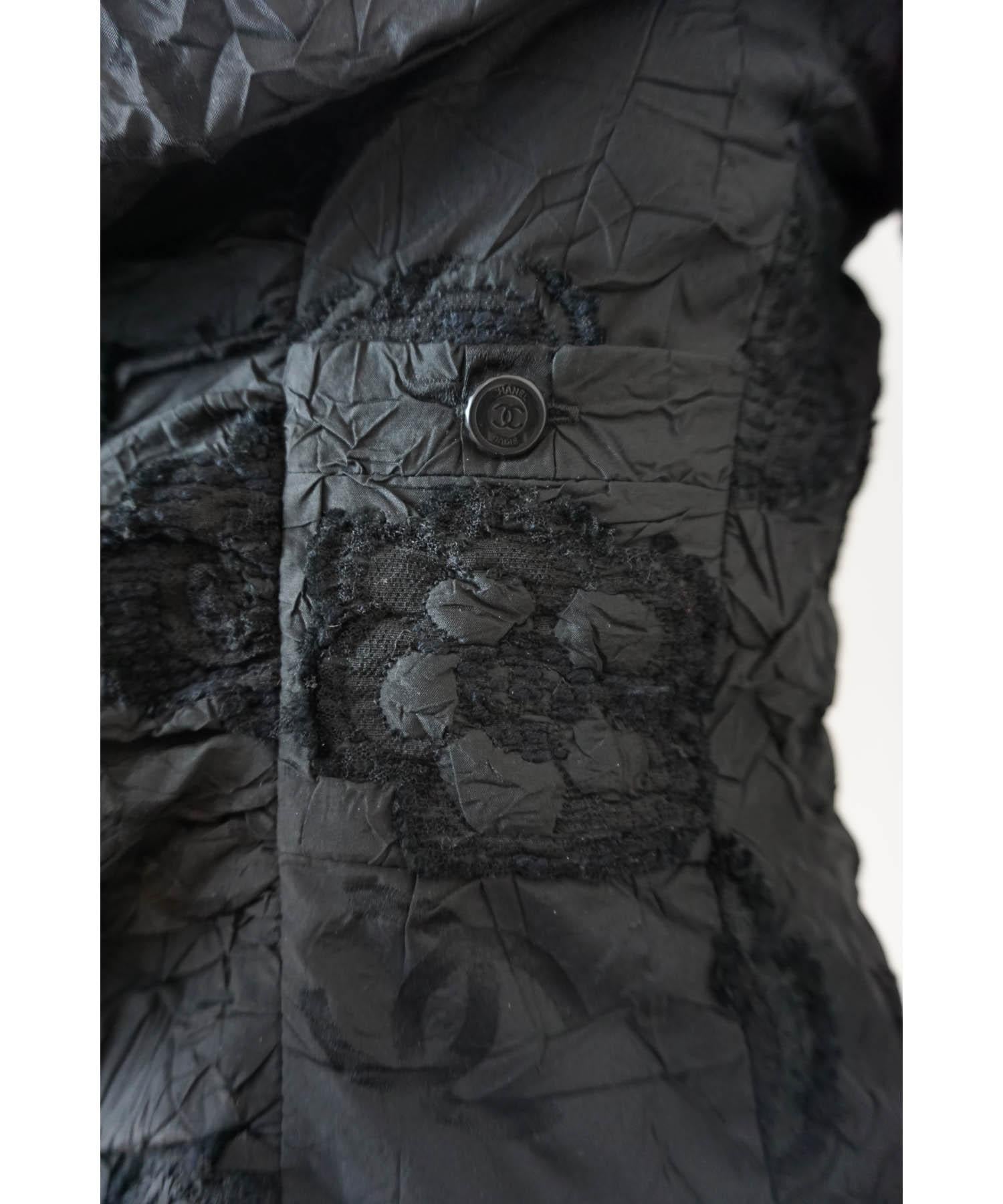 Chanel 2006 Black Camellia Jacquard Jacket 3