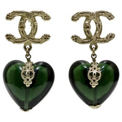 Chanel 2006 CC Gripox Heart Earrings