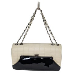 Chanel 2006 Chocolate Bar Lambskin Bicolor Kiss-Lock Flap