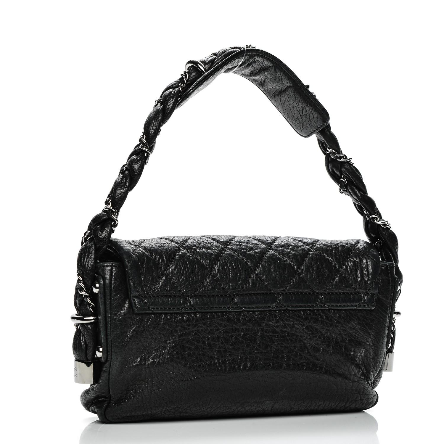 Chanel 2006 Classic Flap Braid Quilted Small Black Distressed Lambskin Bag For Sale 1