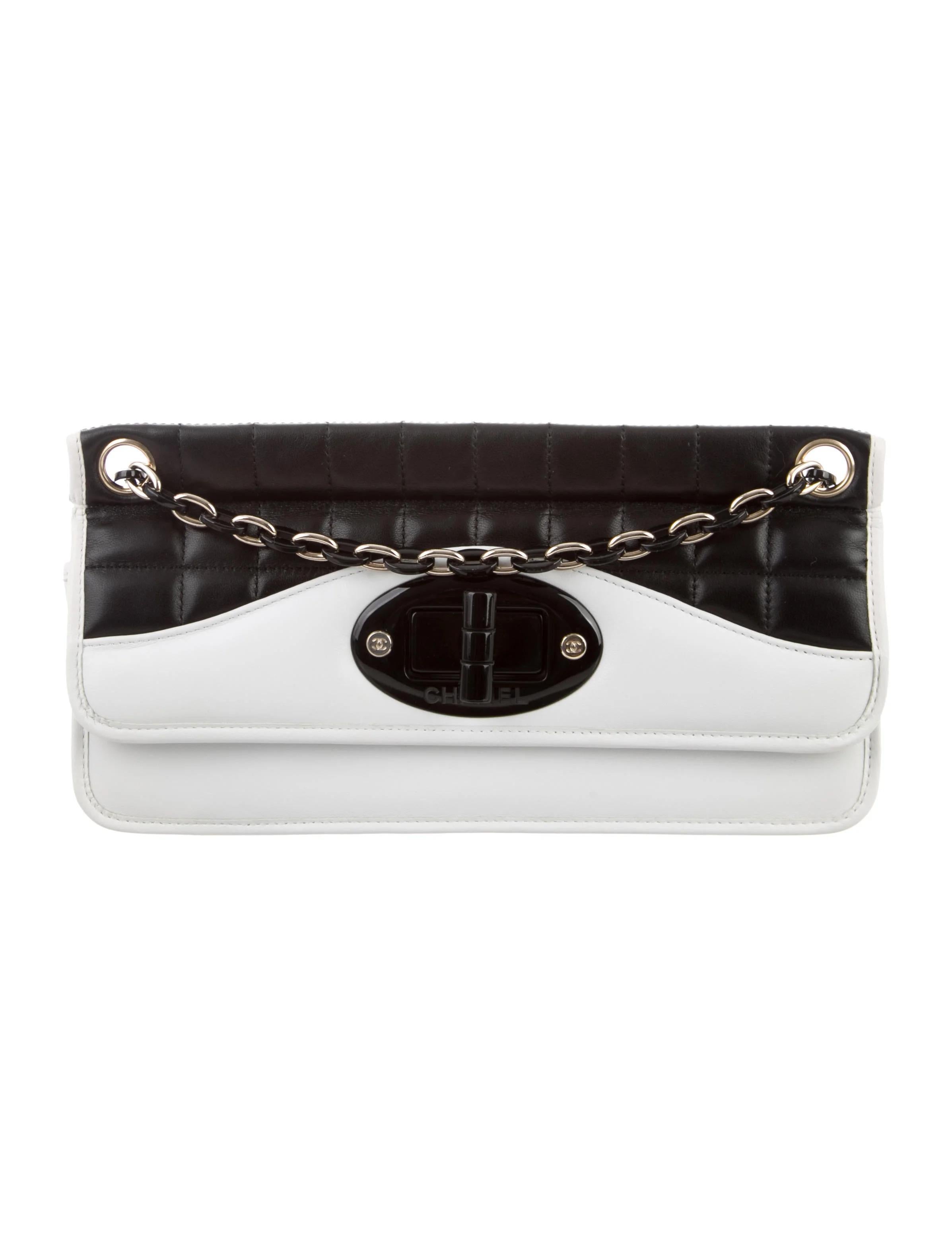Chanel 2006 Classic Flap Two Tone Limited Edition Black White Lambskin Long Bag For Sale 1