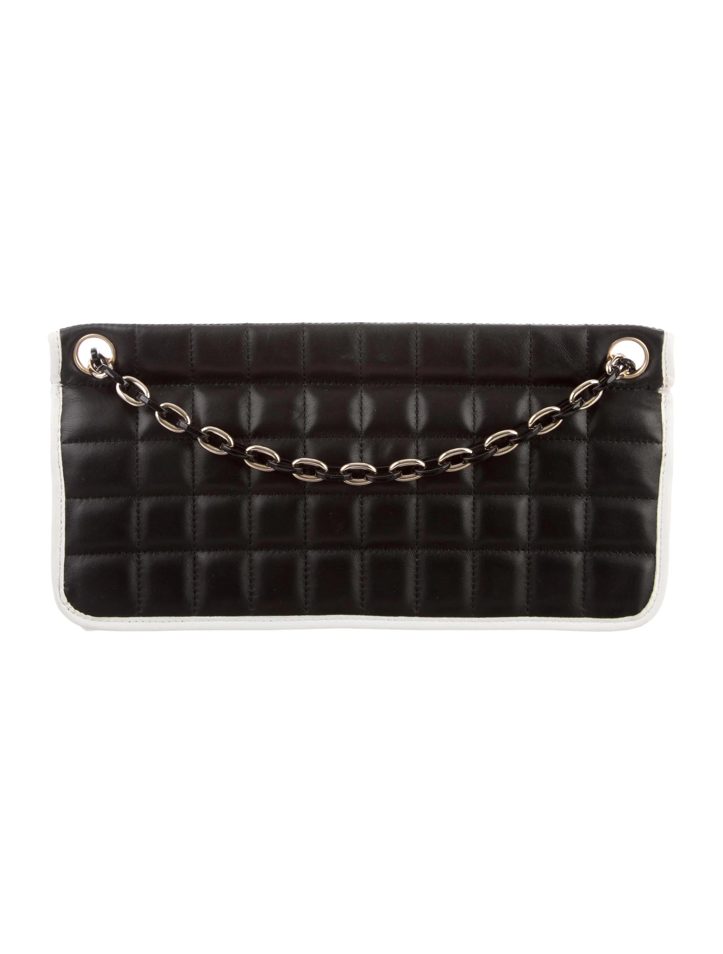 Chanel 2006 Classic Flap Two Tone Limited Edition Black White Lambskin Long Bag For Sale 3