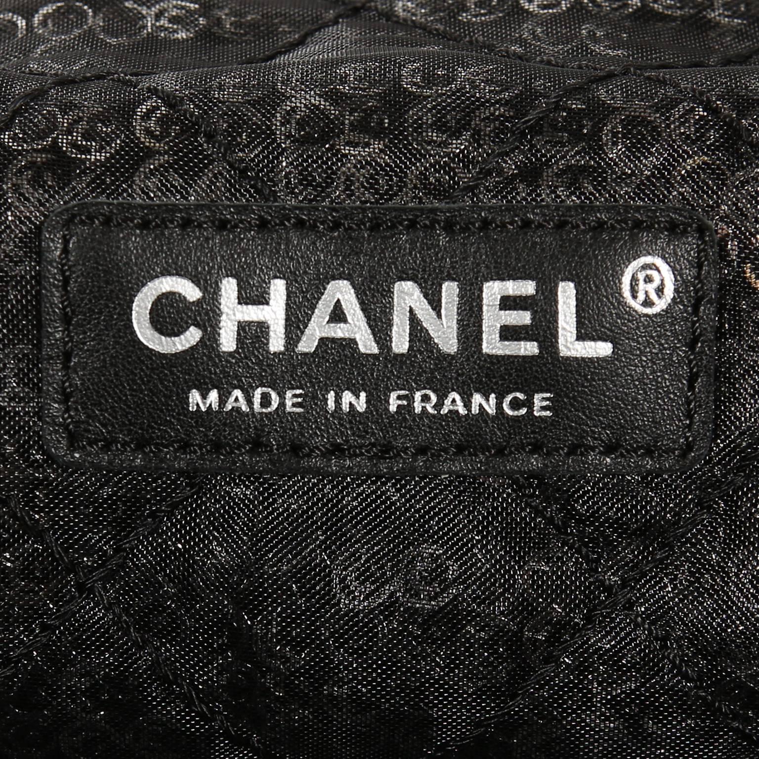 Chanel 2009 Jumbo Quilted Classic Flap Hidden Mesh Black Sequins Shoulder Bag For Sale 7