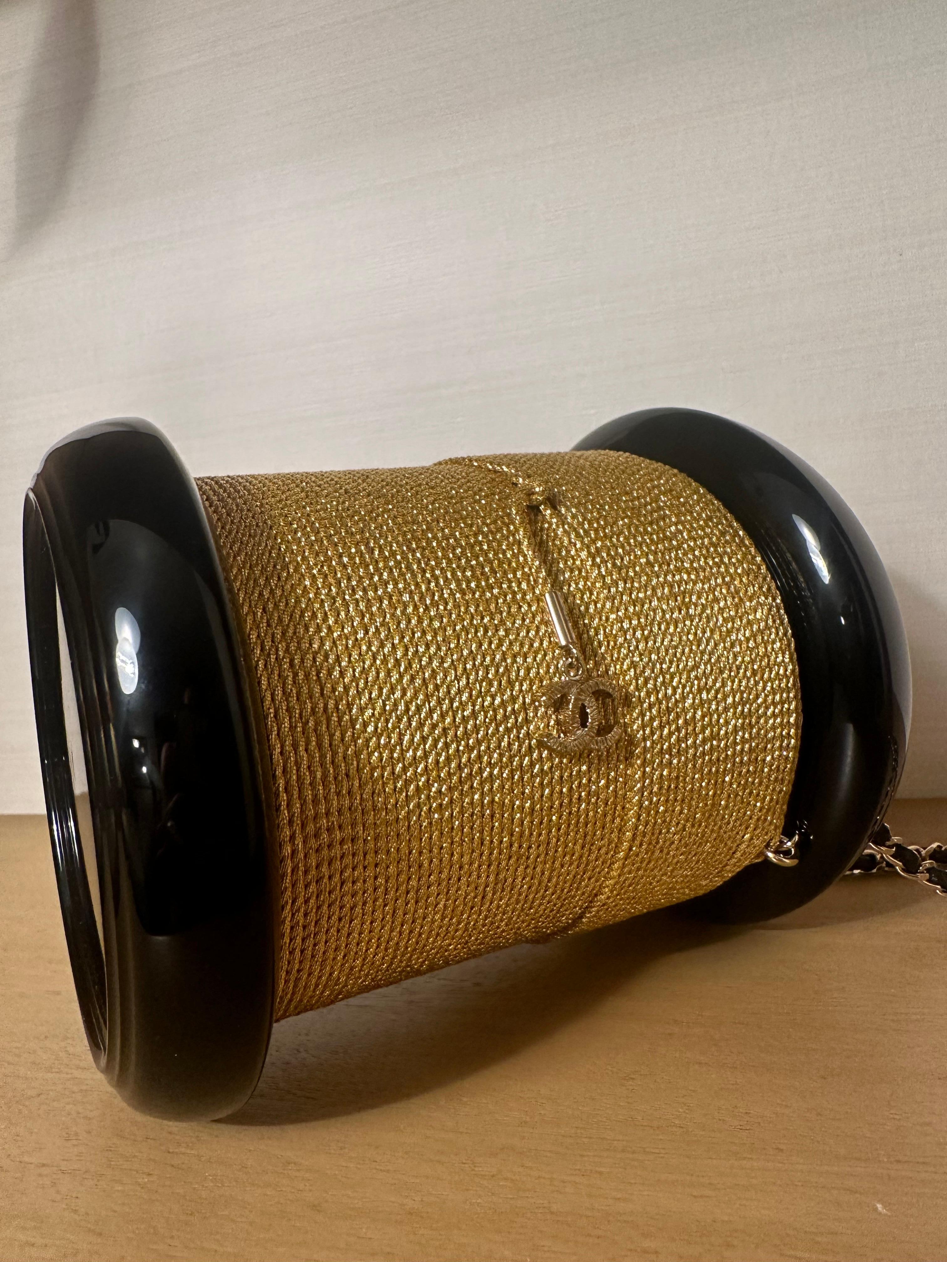 Chanel 2006 Limited Edition Runway Gold. & Black Lucite Spool Evening Bag  3
