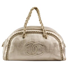 Chanel 2006 Luxe Ligne Large Metallic Leather Shoulder Bag 