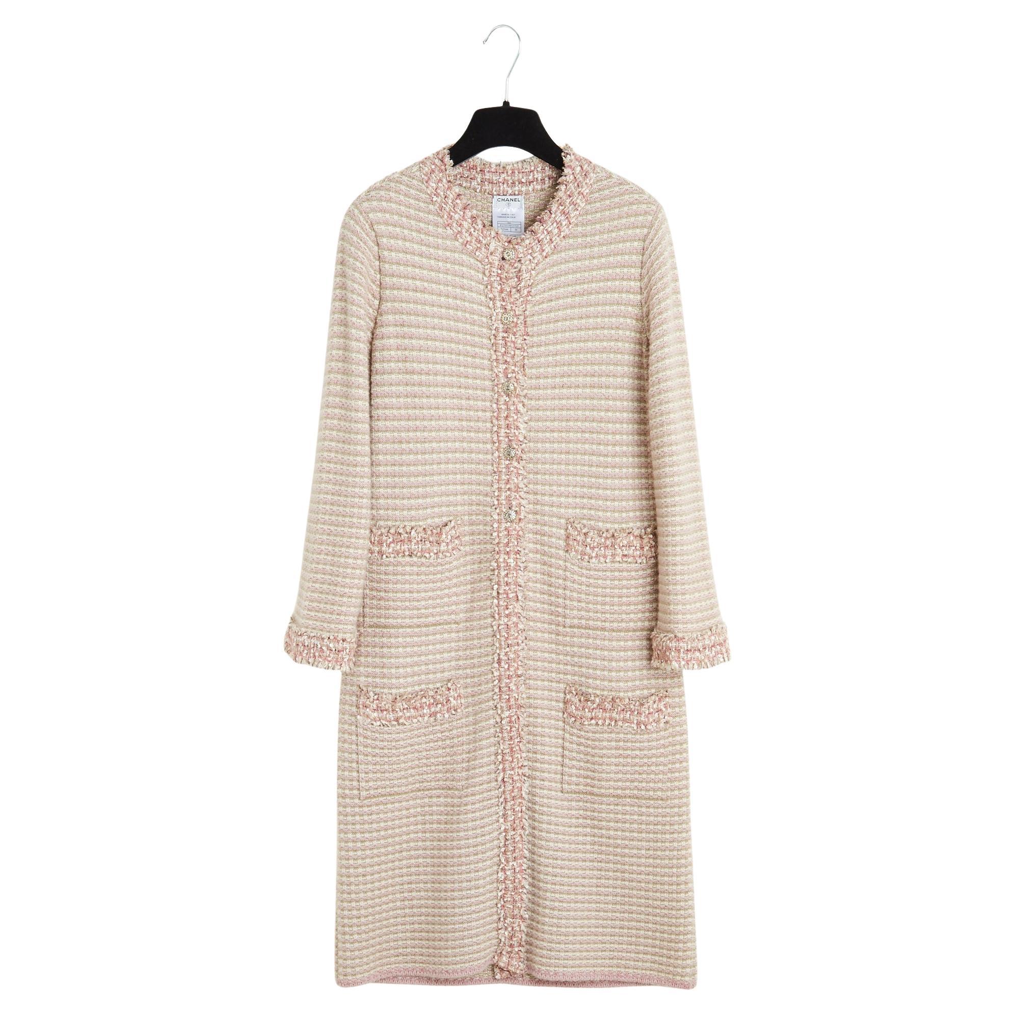 Chanel 2006 Maxi Cardigan Manteau FR38 Pink Cashmere Long Jacket Coat UK10 US6