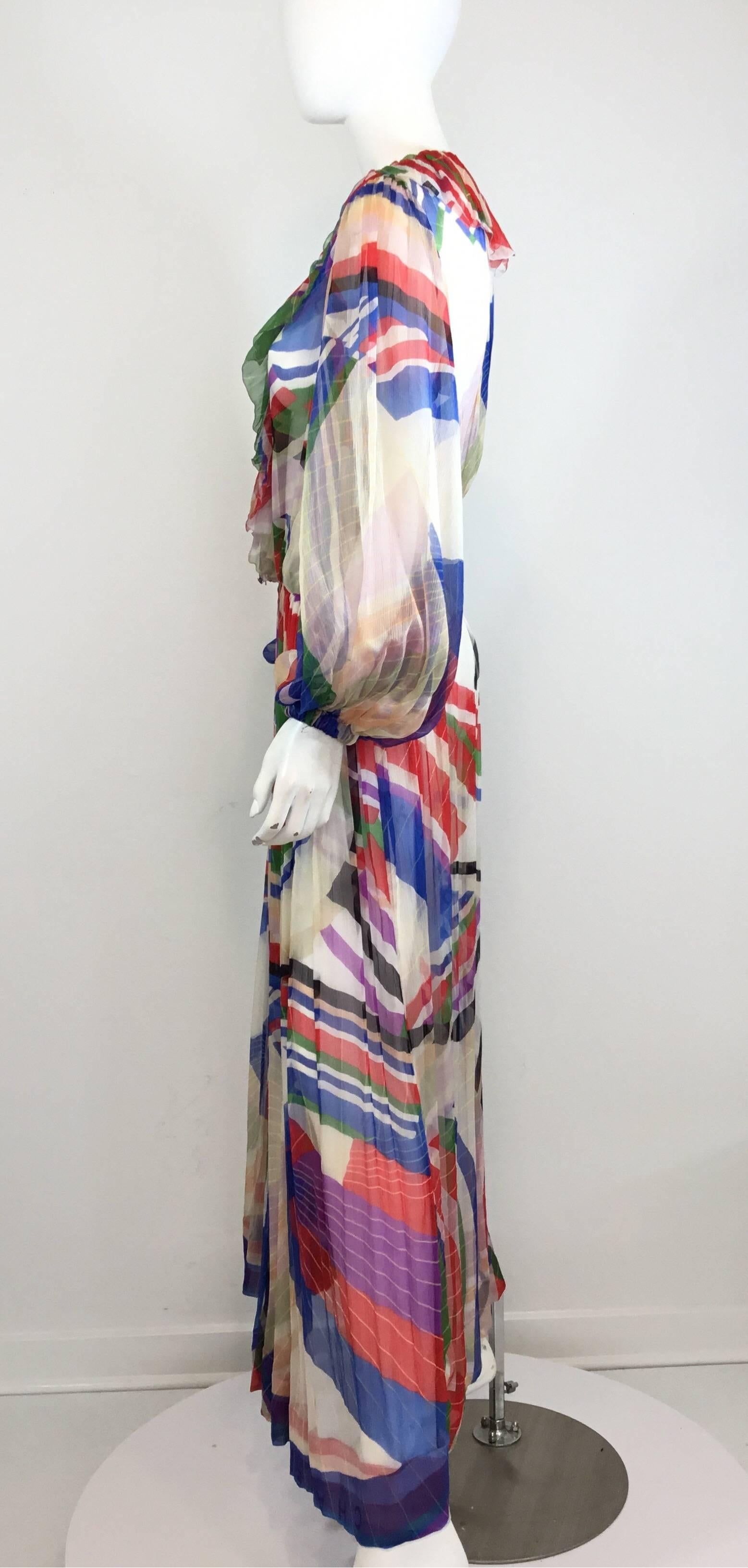 Gray Chanel Chiffon Silk Print Caftan Gown, 2006