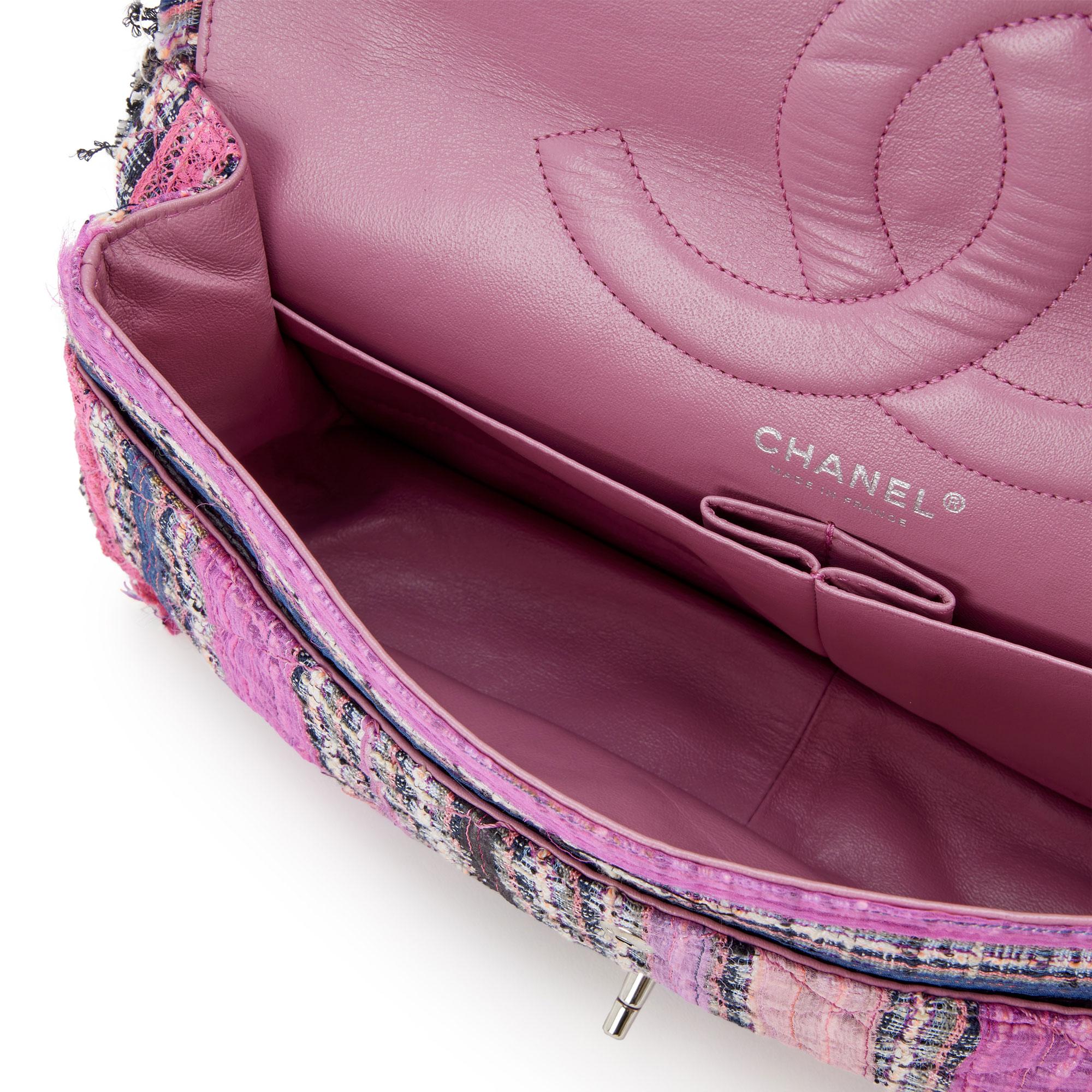 Chanel 2006 Resort Vintage Rare Pink Multi Color Tweed Jumbo Classic Flap Bag For Sale 1