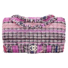 Chanel 2006 Resort Vintage Rare Rose Multi Color Tweed Jumbo Classic Flap Bag