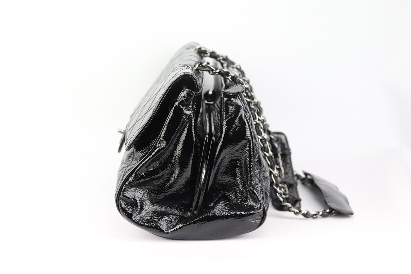Black Chanel 2006 Ritz Quilted Patent Leather Flap Shoulder Bag