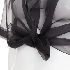 CHANEL 2006 Défilé : veste courte boléro noire transparente en organza de soie 100 %, taille FR36 S