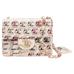 Chanel 2006 Vintage Print CC Small Logo Print Silk Satin Classic Flap Bag