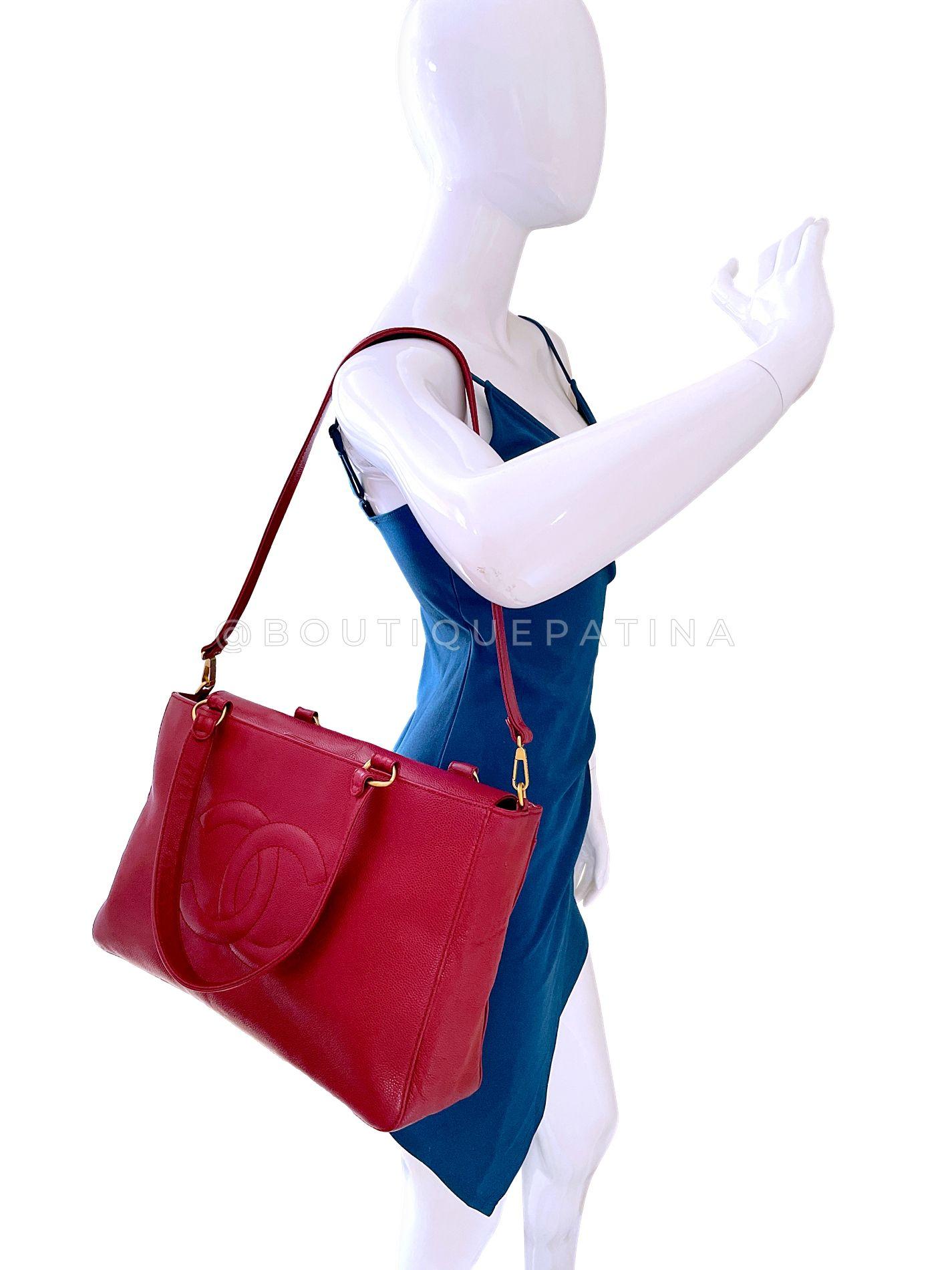 Chanel 2006 Vintage Caviar Rouge Timeless CC Business Tote GHW 68660 en vente 7