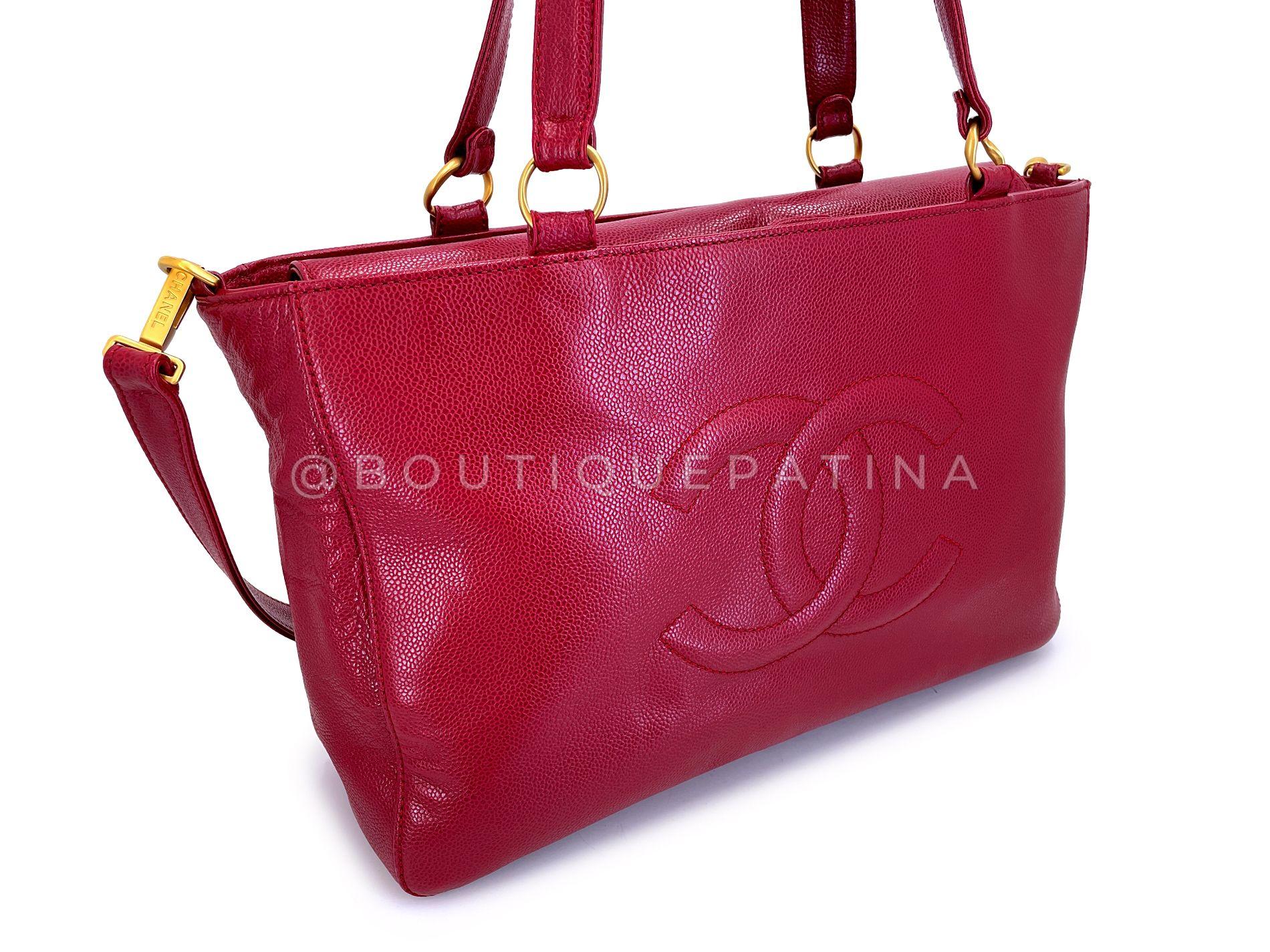 Chanel 2006 Vintage Caviar Rouge Timeless CC Business Tote GHW 68660 Excellent état - En vente à Costa Mesa, CA