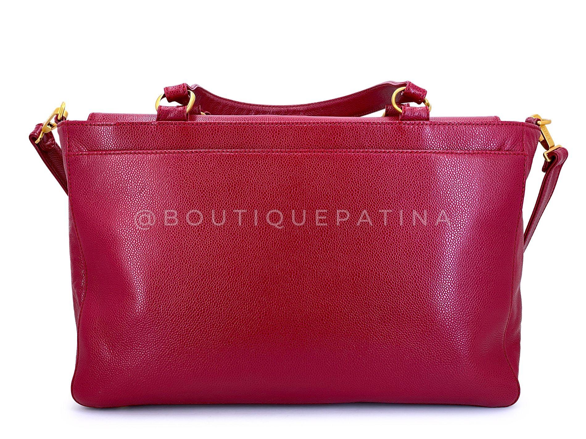 Chanel 2006 Vintage Caviar Rouge Timeless CC Business Tote GHW 68660 en vente 1