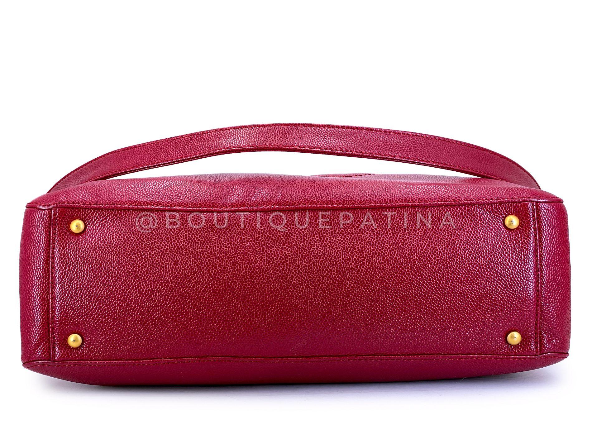 Chanel 2006 Vintage Caviar Rouge Timeless CC Business Tote GHW 68660 en vente 2