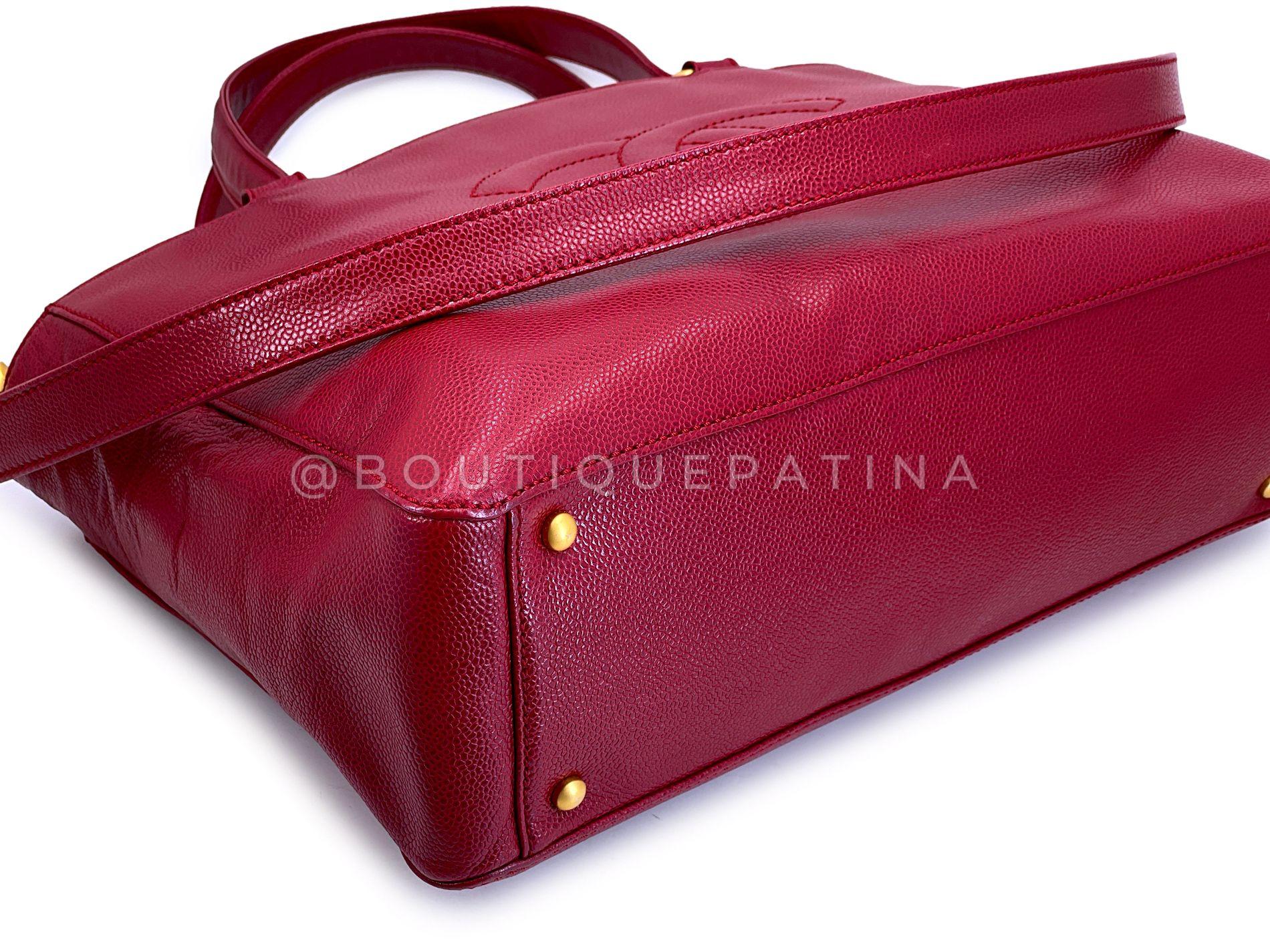 Chanel 2006 Vintage Caviar Rouge Timeless CC Business Tote GHW 68660 en vente 3