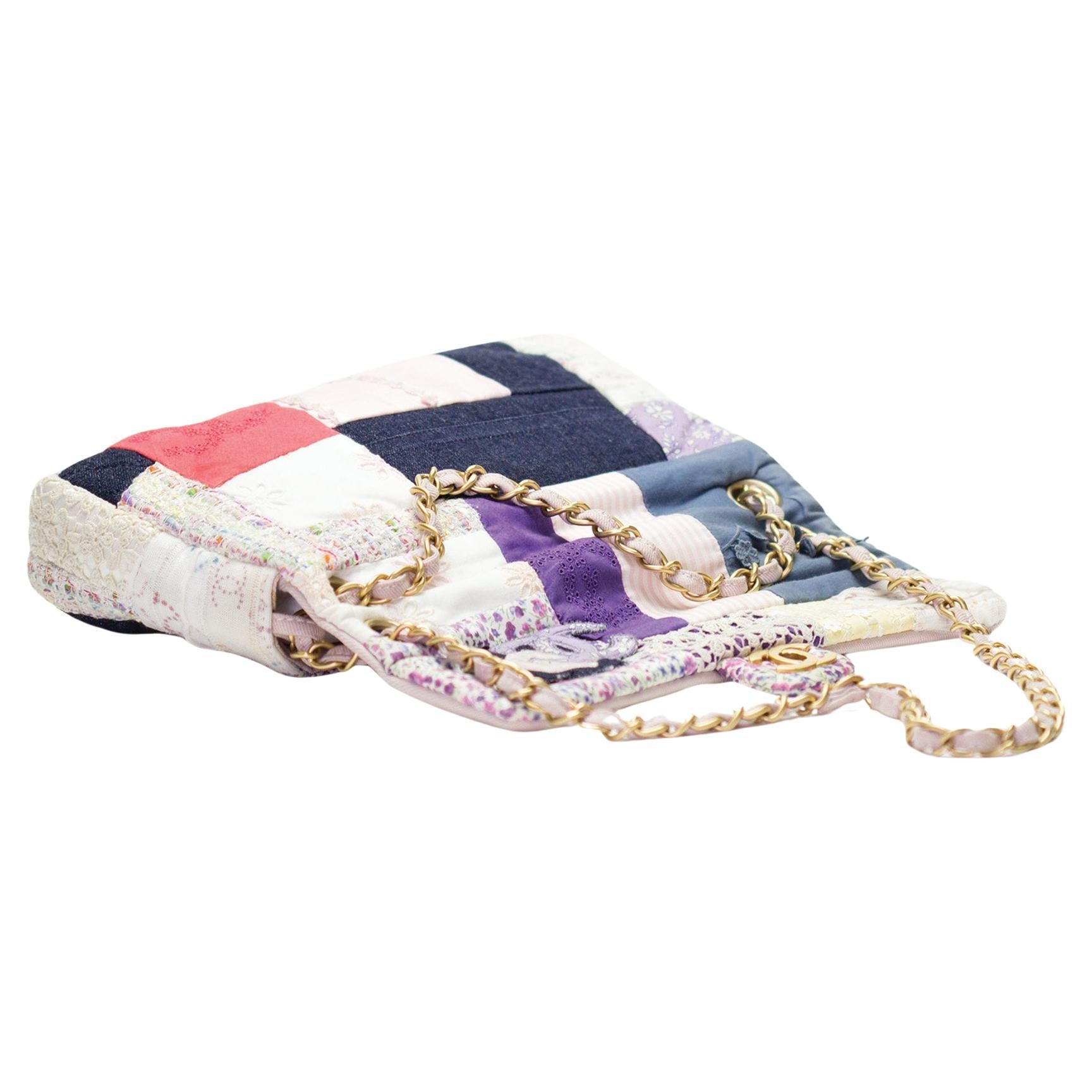 Chanel 2006 Vintage Tweed Rare Limited Edition Patchwork Small Classic Flap Bag For Sale 1