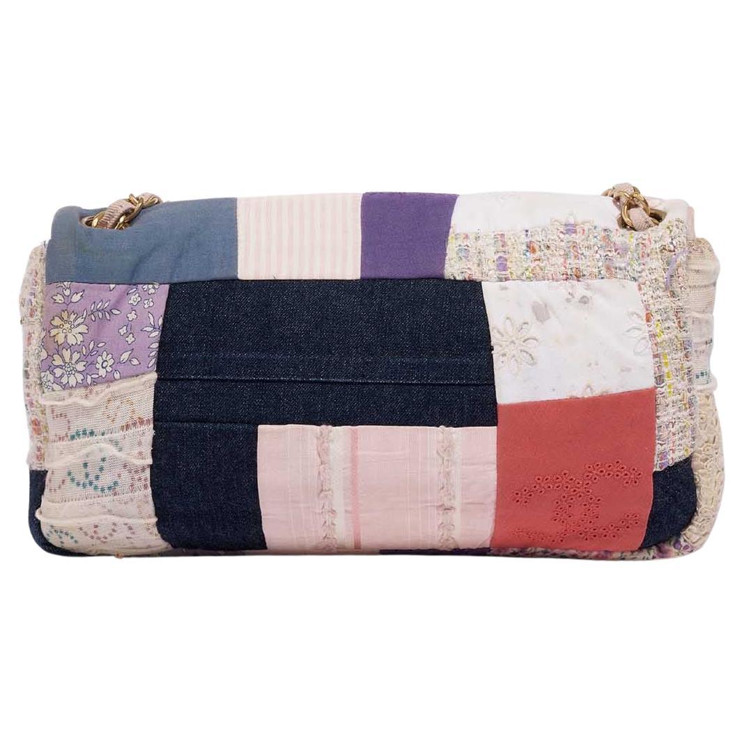 Chanel 2006 Vintage Tweed Rare Limited Edition Patchwork Small Classic Flap Bag For Sale 3