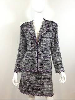 Chanel 2007 C Purple Fantasy Tweed Skirt Suit