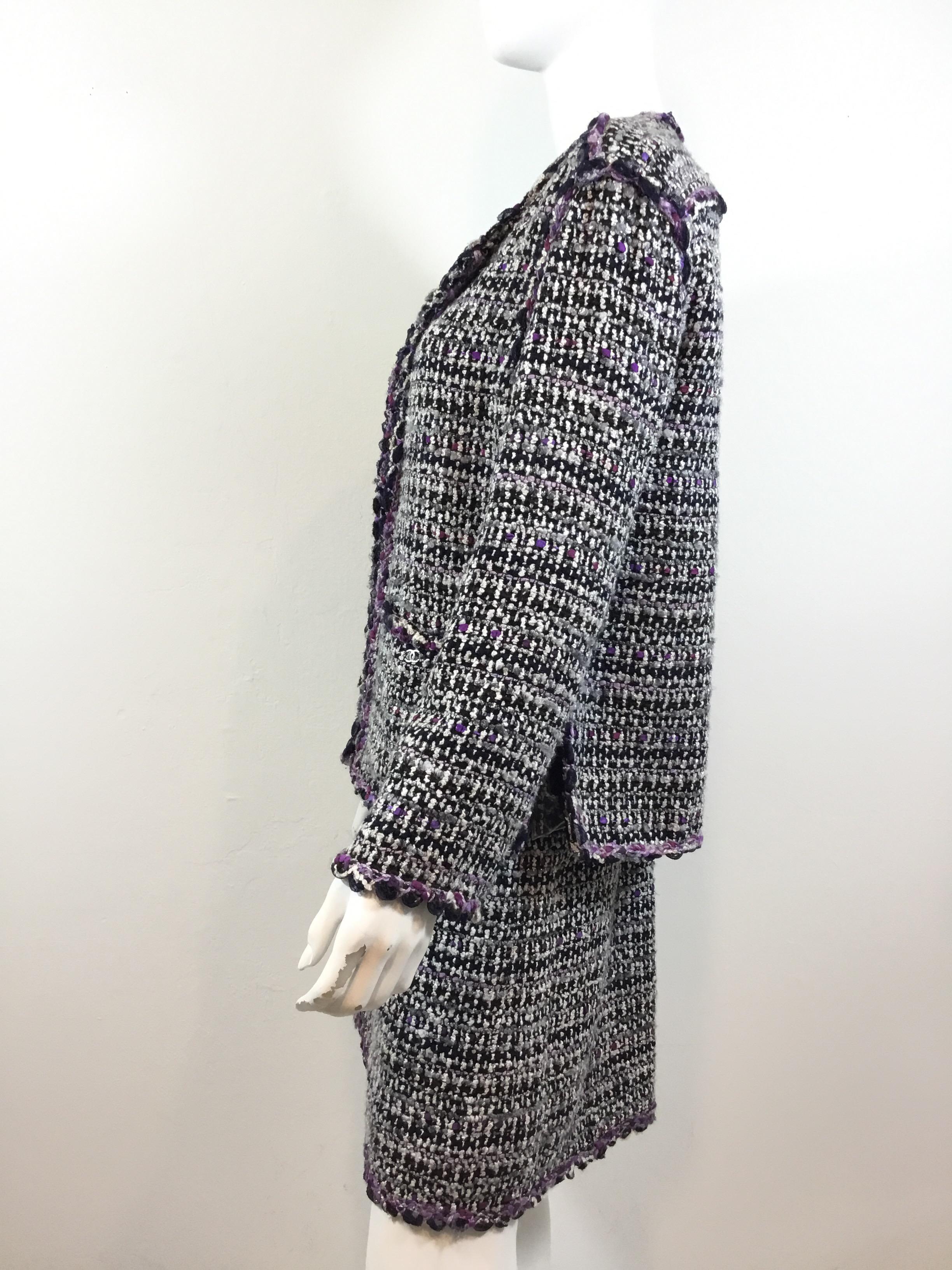 Gray Chanel 2007 C Purple Fantasy Tweed Skirt Suit