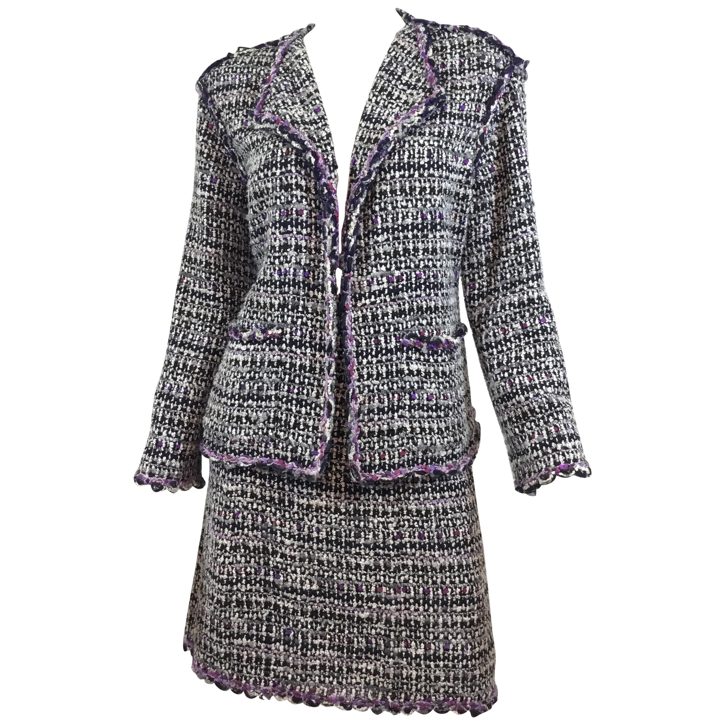 Chanel 2007 C Purple Fantasy Tweed Skirt Suit