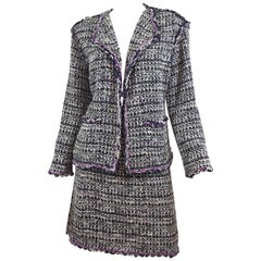 Chanel 2007 C Purple Fantasy Tweed Skirt Suit