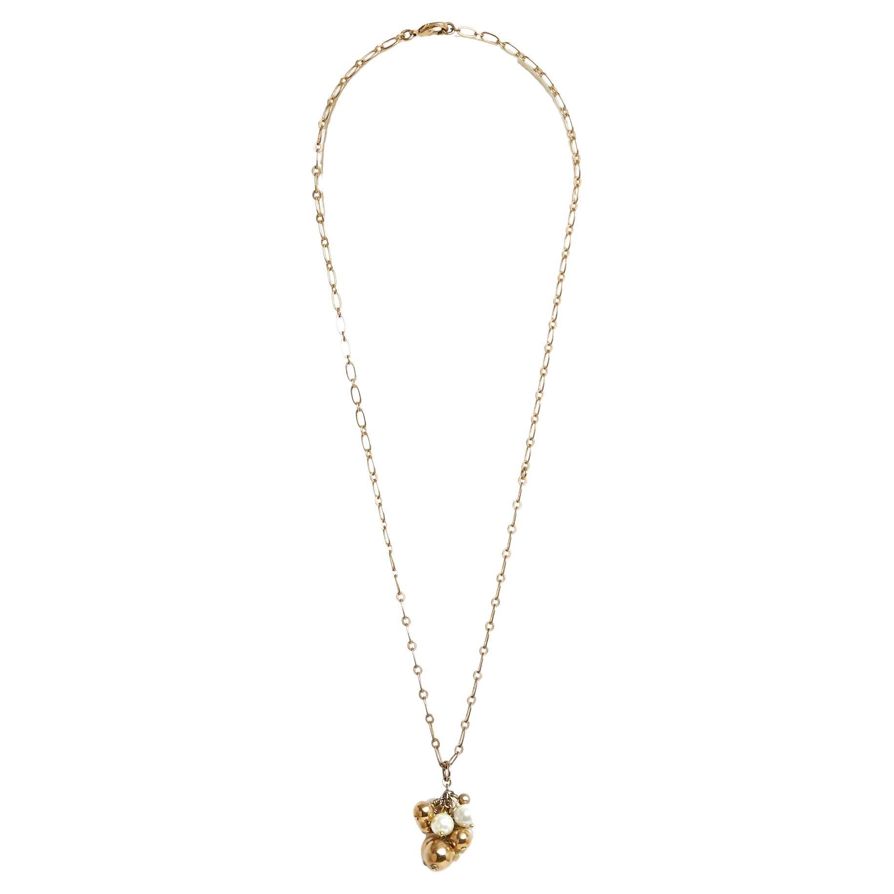Collier CC Collier de perles et perles à pompon sur chaîne Chanel 2007
