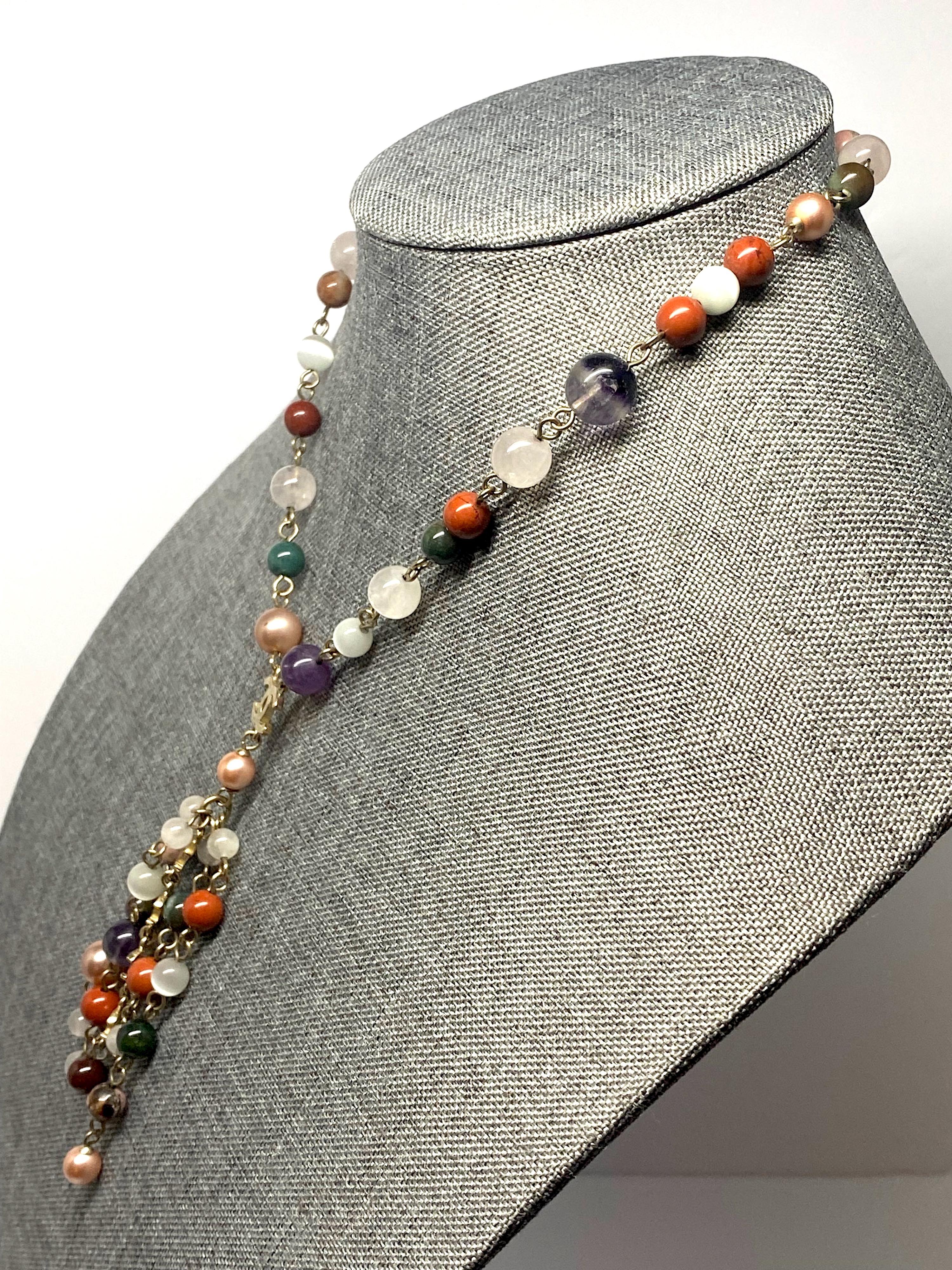 Chanel 2007 Cruise Collection Semi Precious Gemstone Bead Tassel Necklace 8