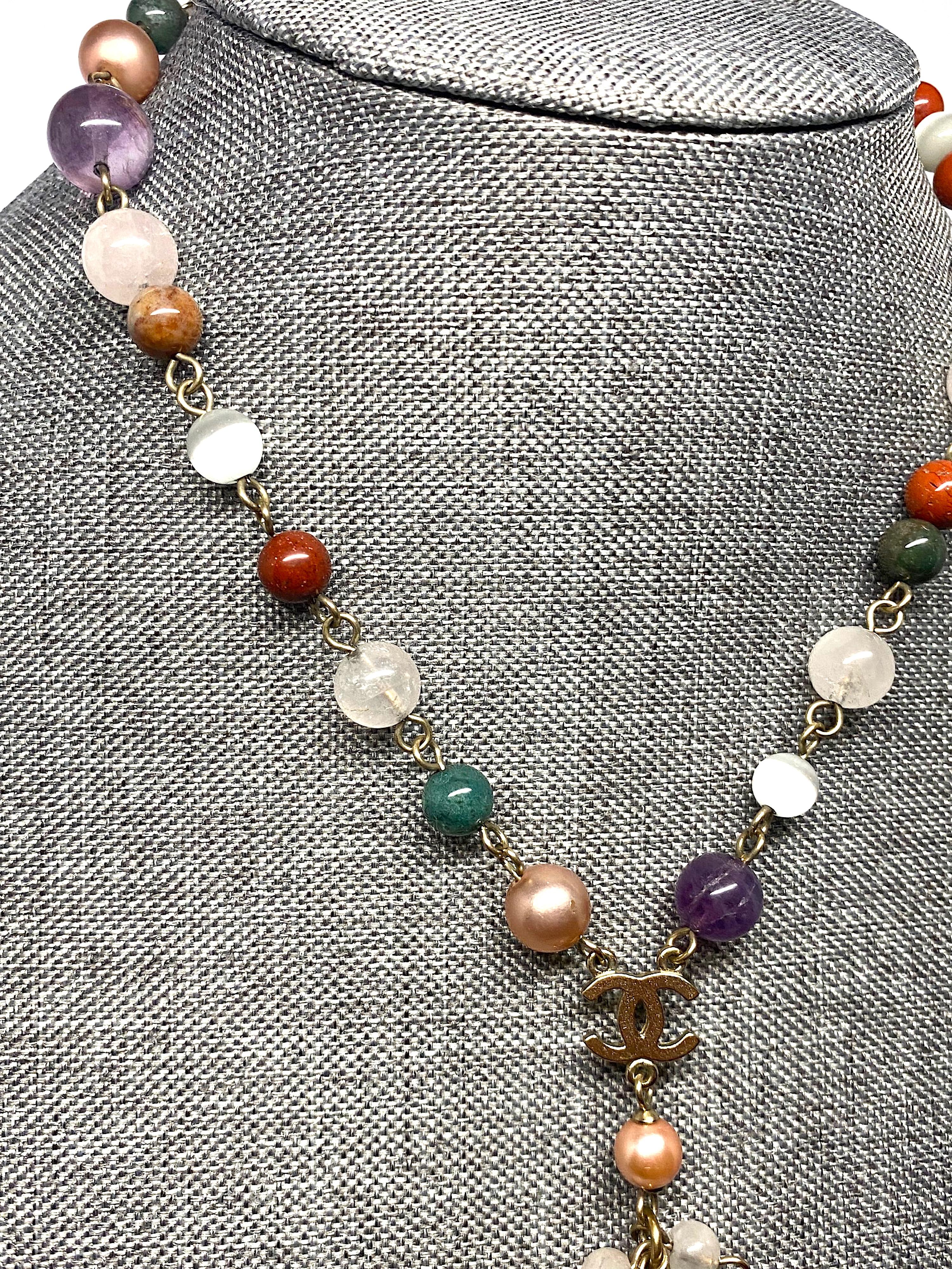 Chanel 2007 Cruise Collection Semi Precious Gemstone Bead Tassel Necklace In Good Condition In New York, NY