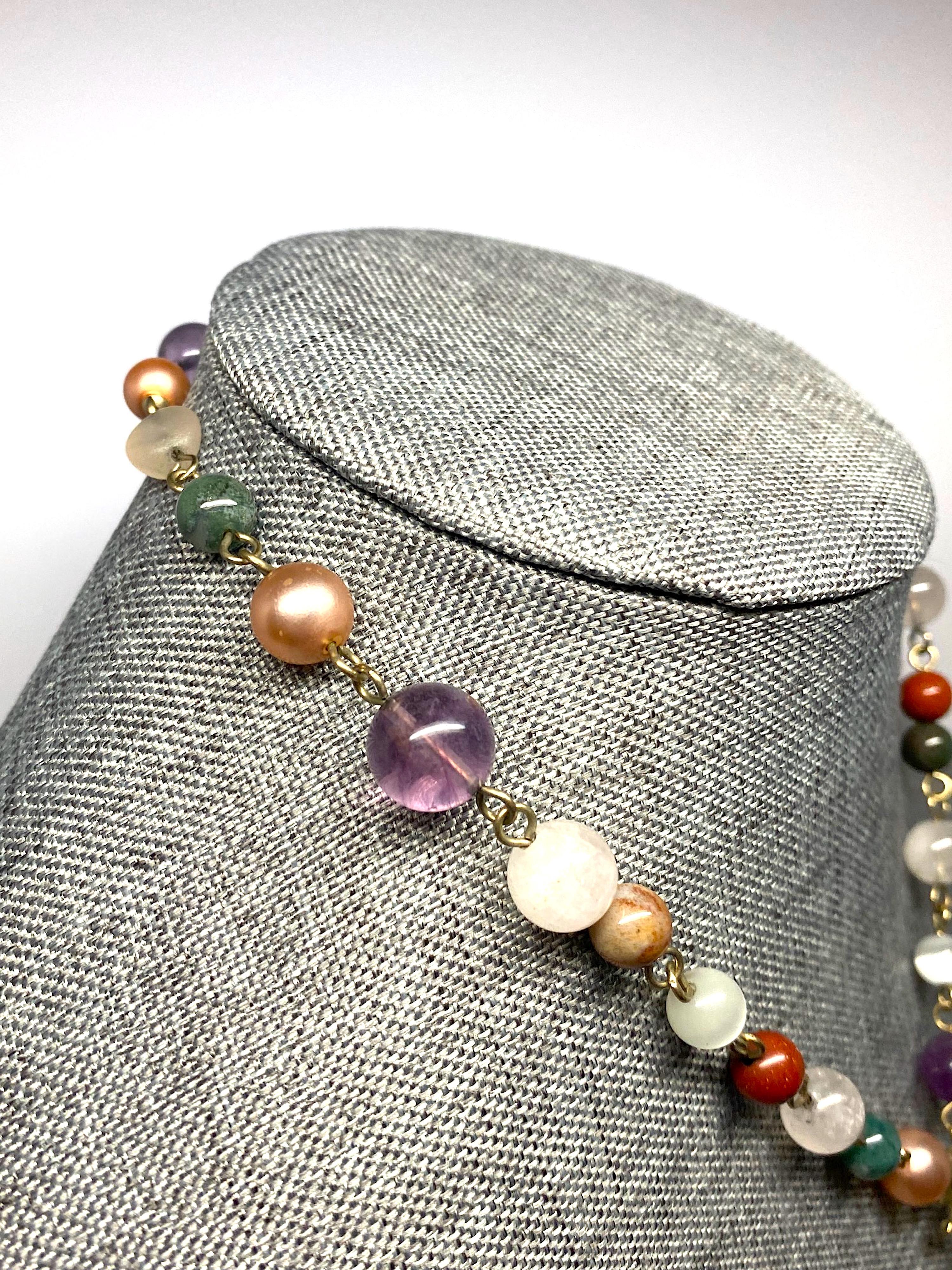 Women's Chanel 2007 Cruise Collection Semi Precious Gemstone Bead Tassel Necklace