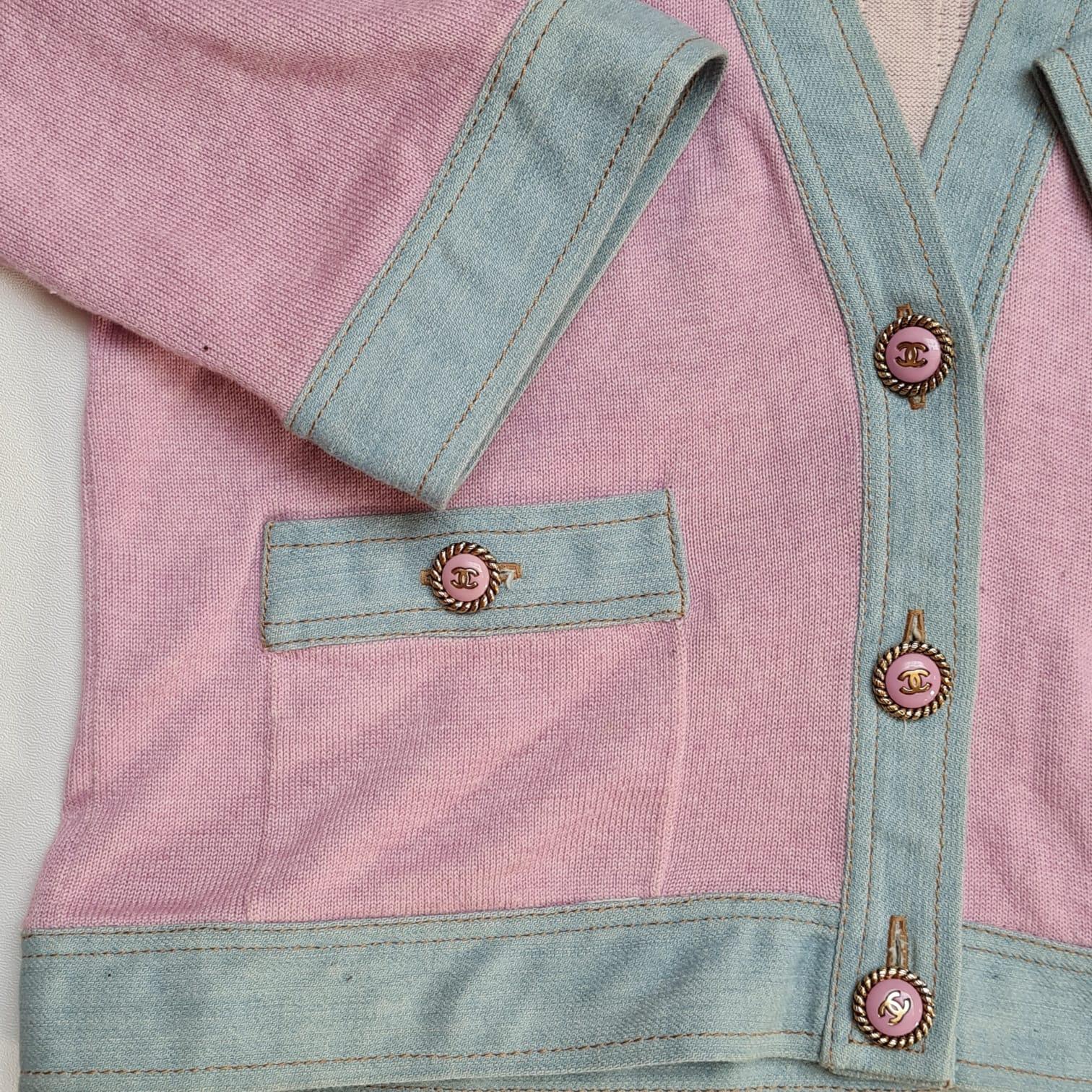 Chanel 2007 Denim Cashmere Cardigan Jacket For Sale 9