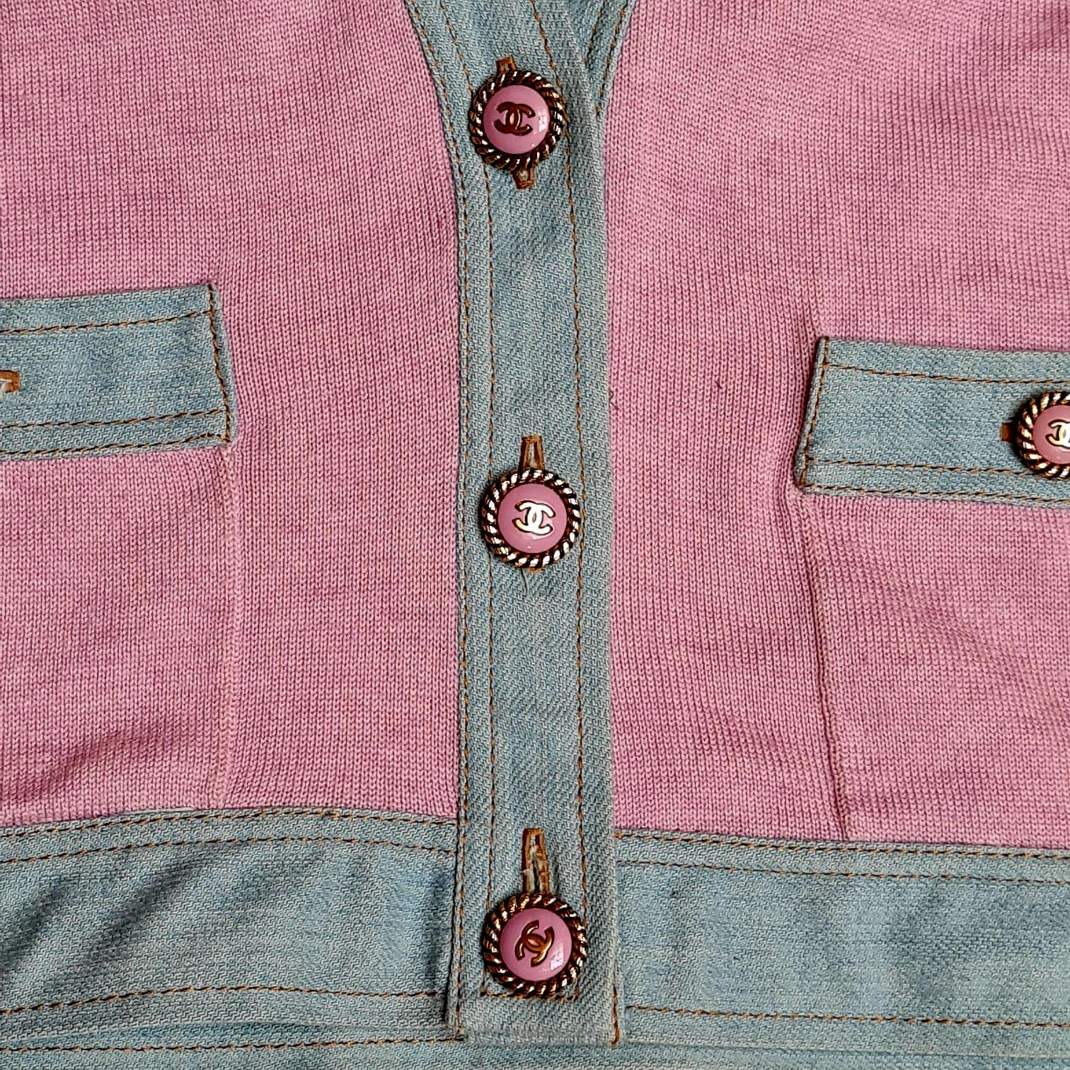 Gray Chanel 2007 Denim Cashmere Cardigan Jacket For Sale