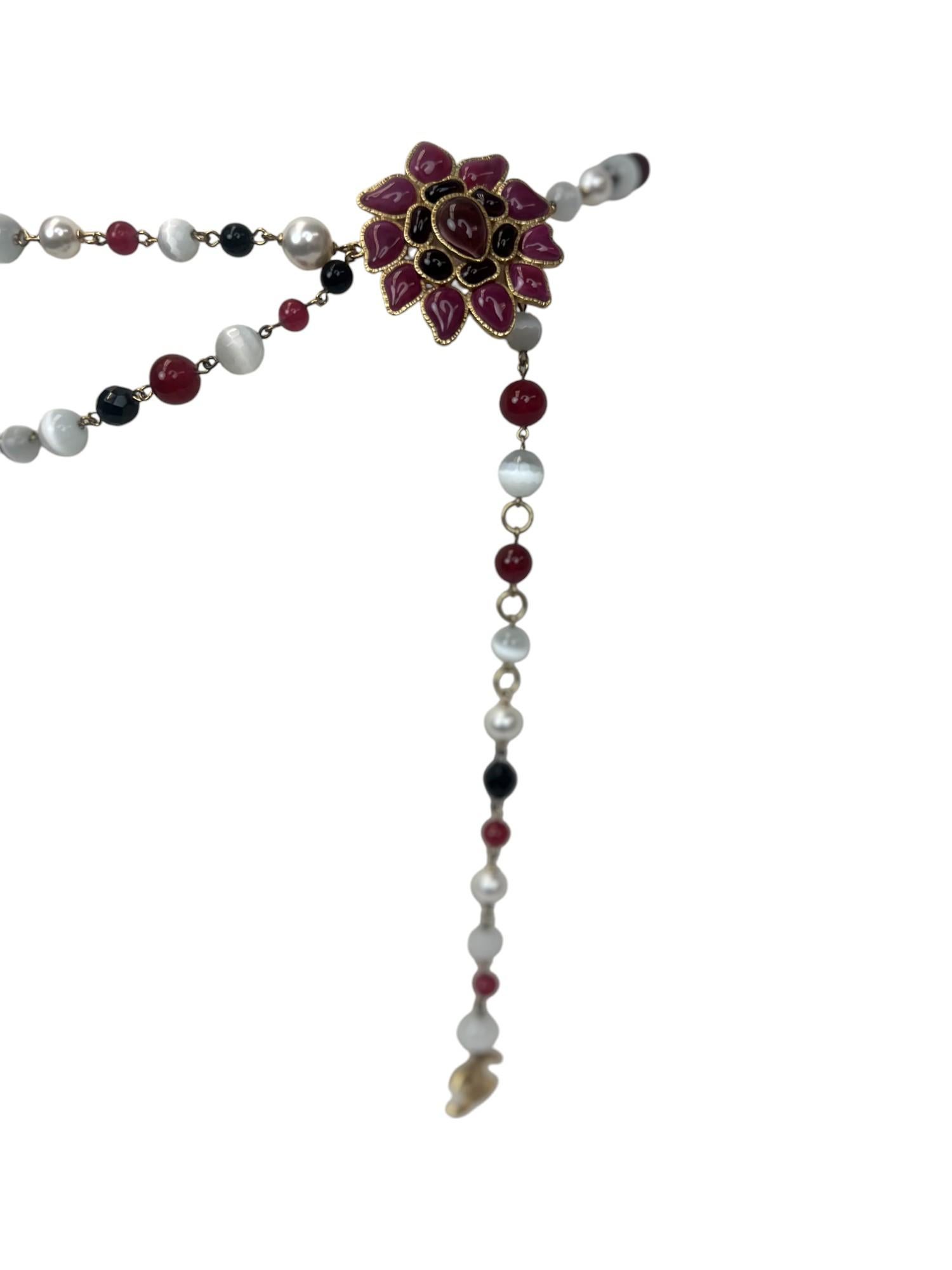 Chanel 2007 Maison Gripoix Camellia and Pearl Waist Belt/Necklace For Sale 2