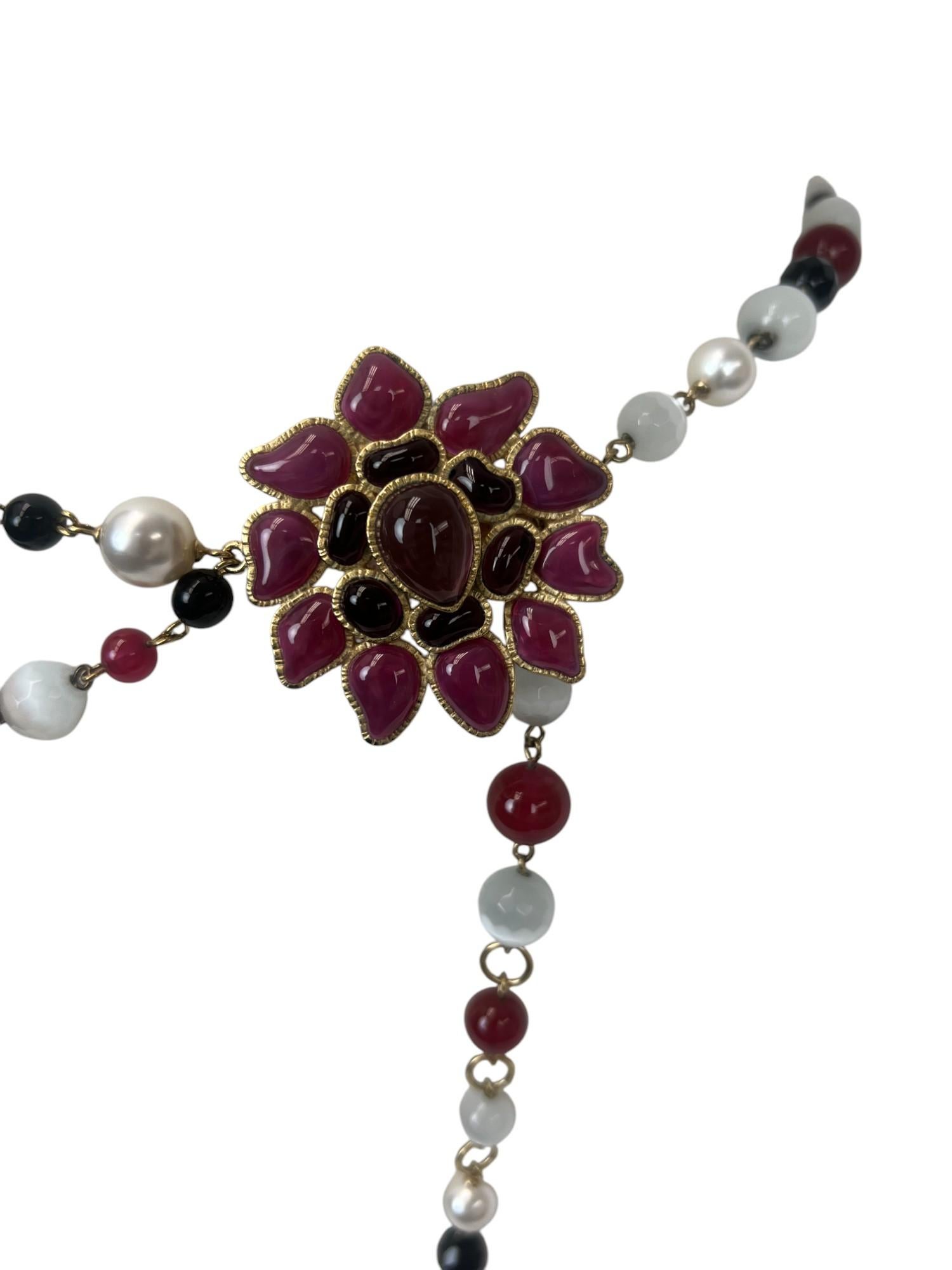 Chanel 2007 Maison Gripoix Camellia and Pearl Waist Belt/Necklace For Sale 3