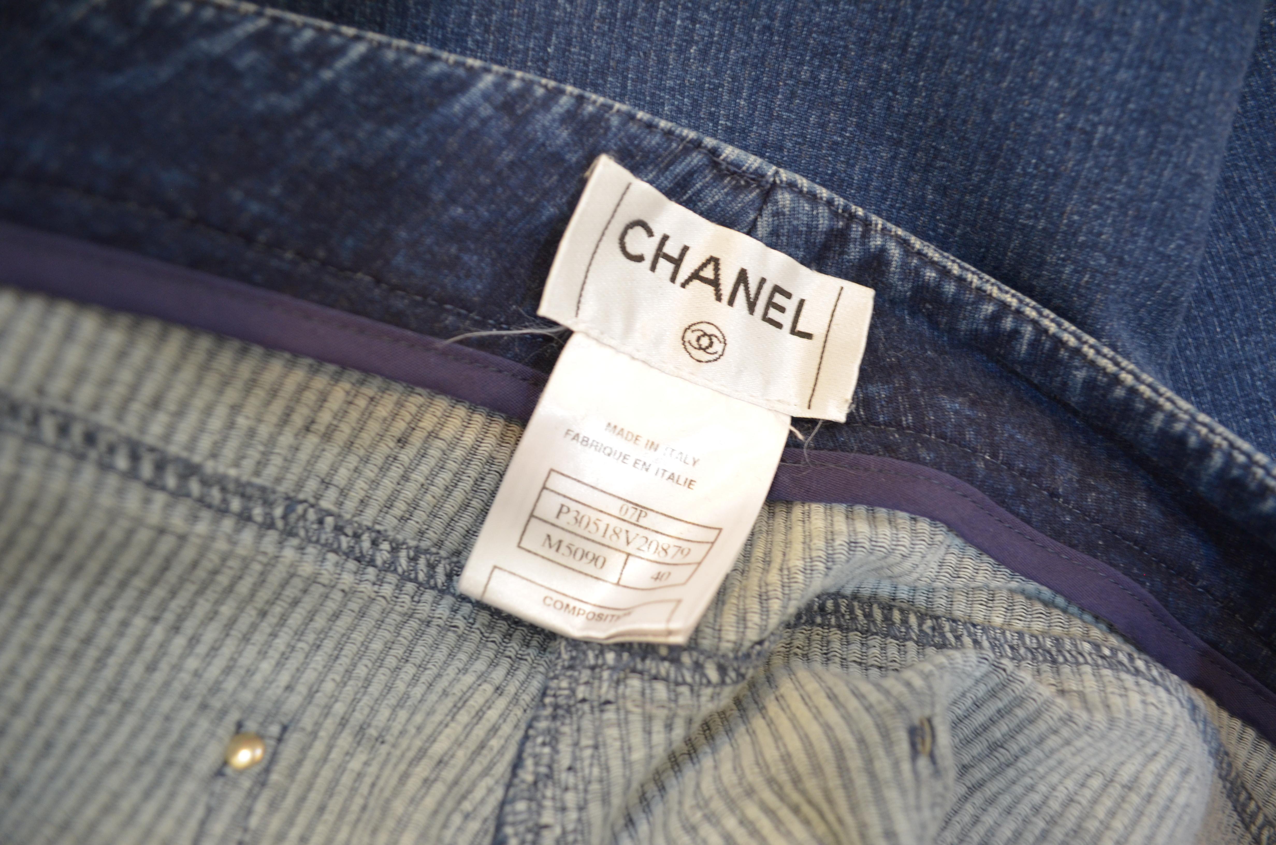 Chanel 2007 P Cotton Denim Trouser Pants 2