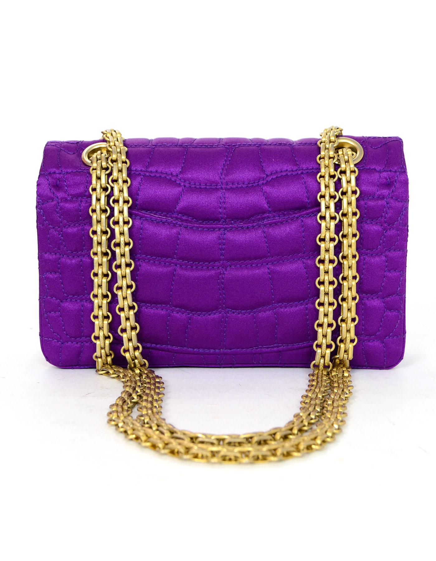 purple satin chanel bag