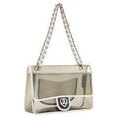 Chanel 2007 Rare Transparent Classic Heart Flap Vintage White Grey Clear Bag